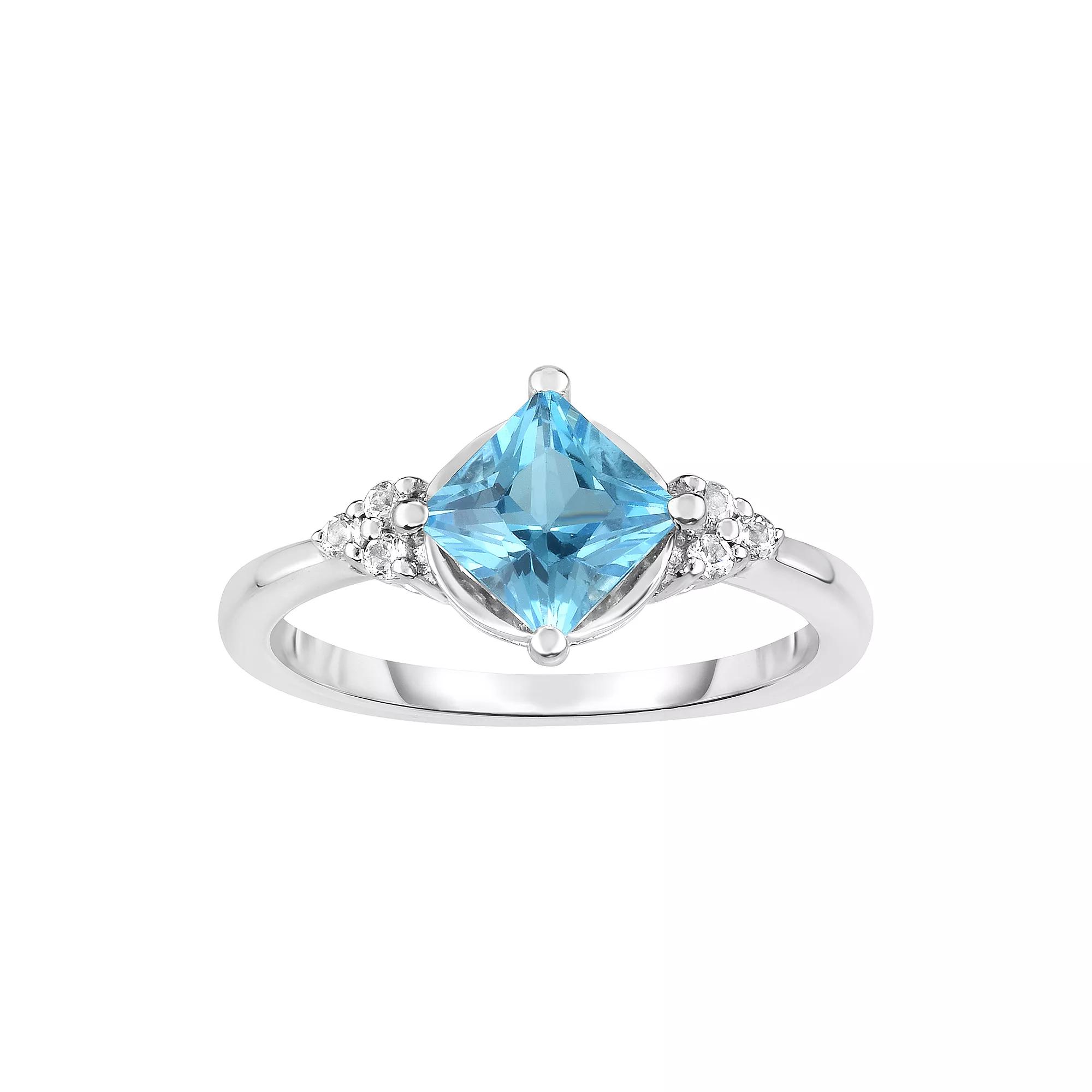 Sterling Silver Blue & White Topaz Ring, Women's, Size: 7 Product Image