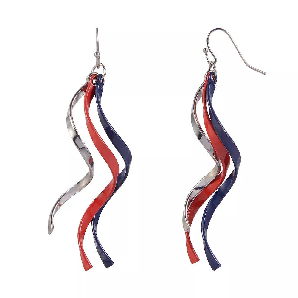 Celebrate Together™ Silver Tone Red, Blue and Silver Spiral Earrings, Women's, Multi Product Image
