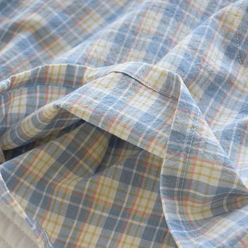 Drawstring Waist Plaid Lounge Shorts Product Image