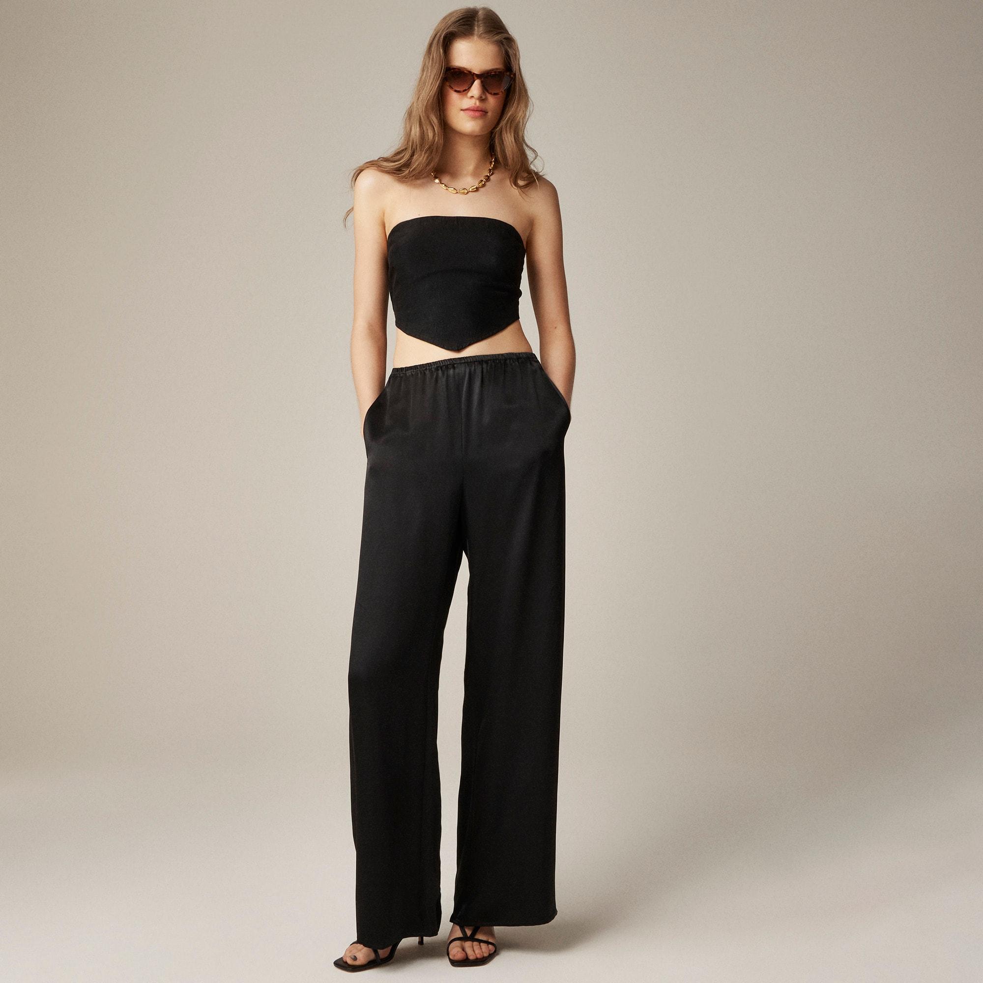 Tie-back tube top in textured satin Product Image