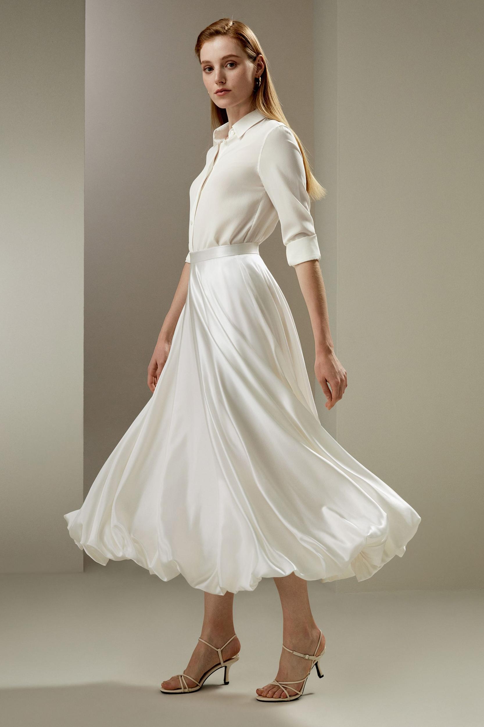 LILYSILK Womens Long Silk Skirt - Black Durable Silk - Flowing Snow Drop Skirt 14 Product Image