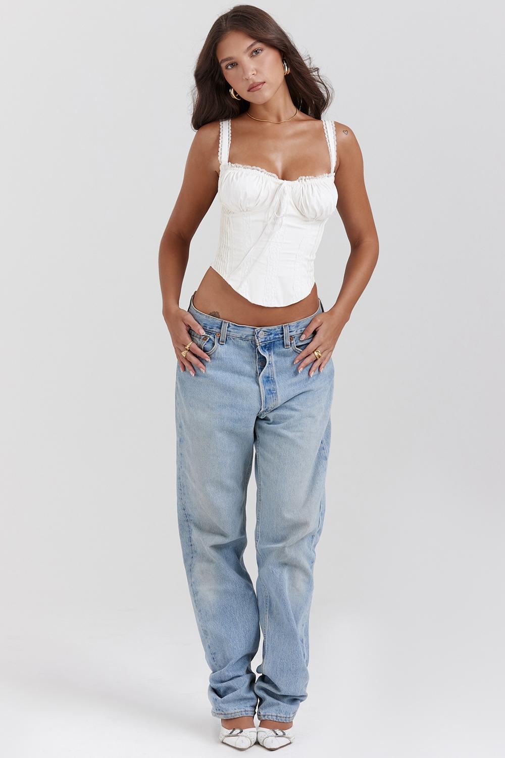 Gini  white lace back corset Product Image