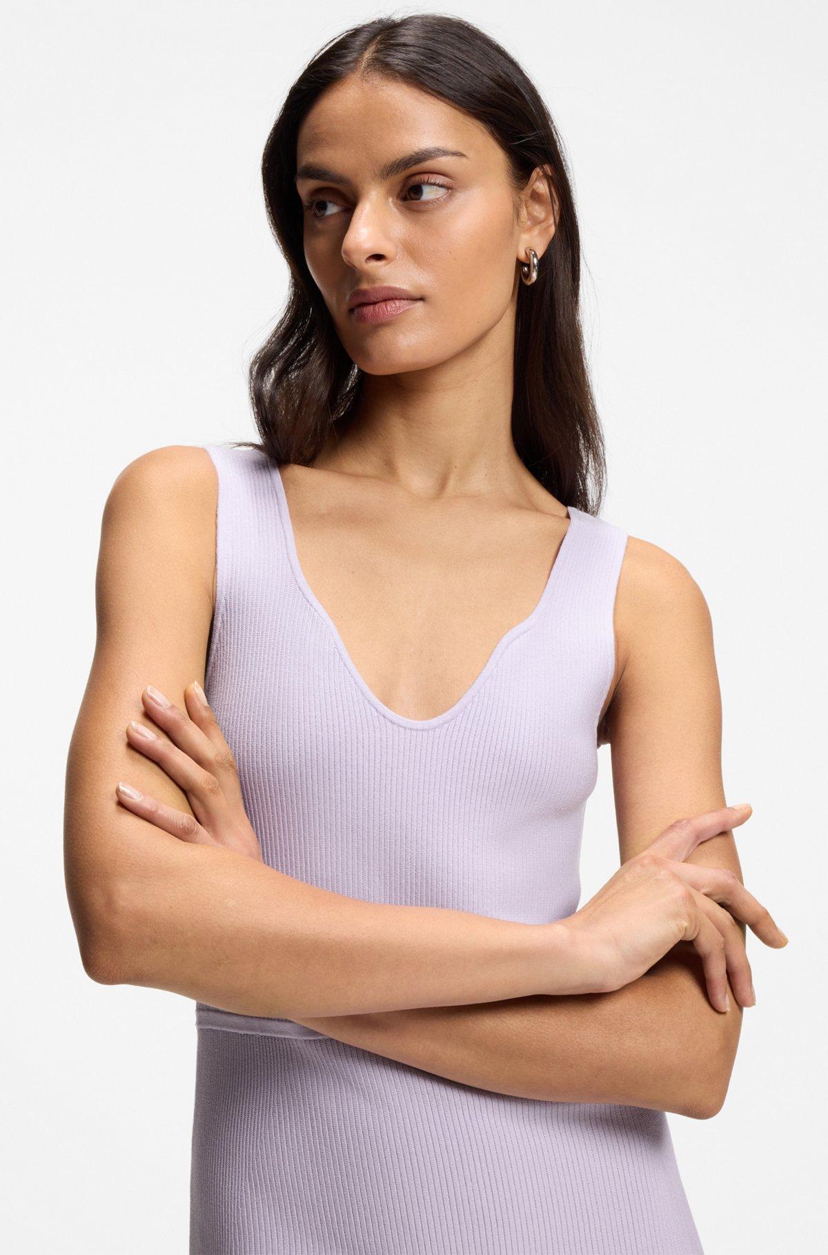 Rib-knit dress with sheer pleating Product Image