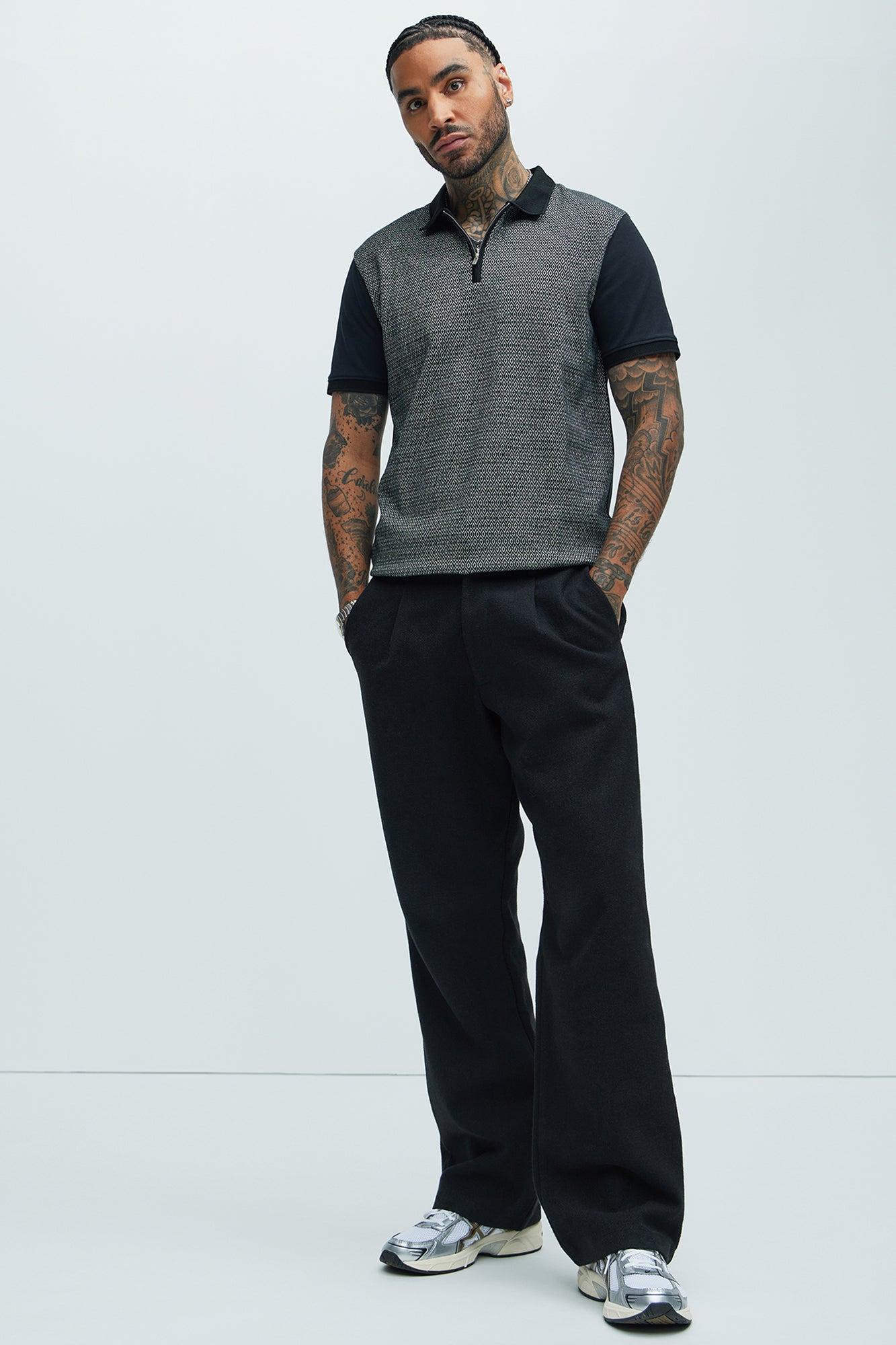 Quarter Zip Short Sleeve Polo - Black Product Image