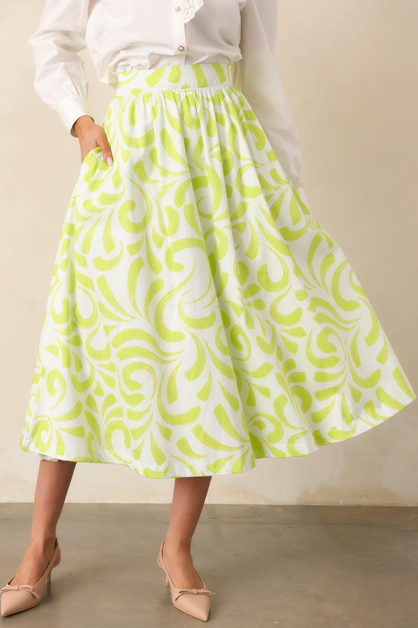 Prosperina Erica Multi Tropical Print Cotton Midi Skirt Product Image
