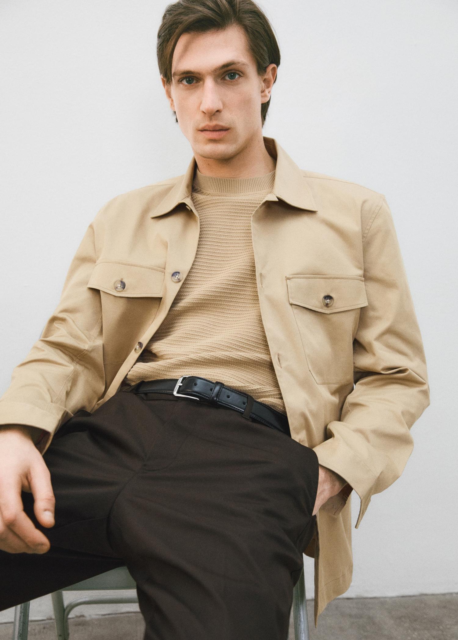 Regular-fit cotton overshirt with pockets - Men | MANGO USA Product Image