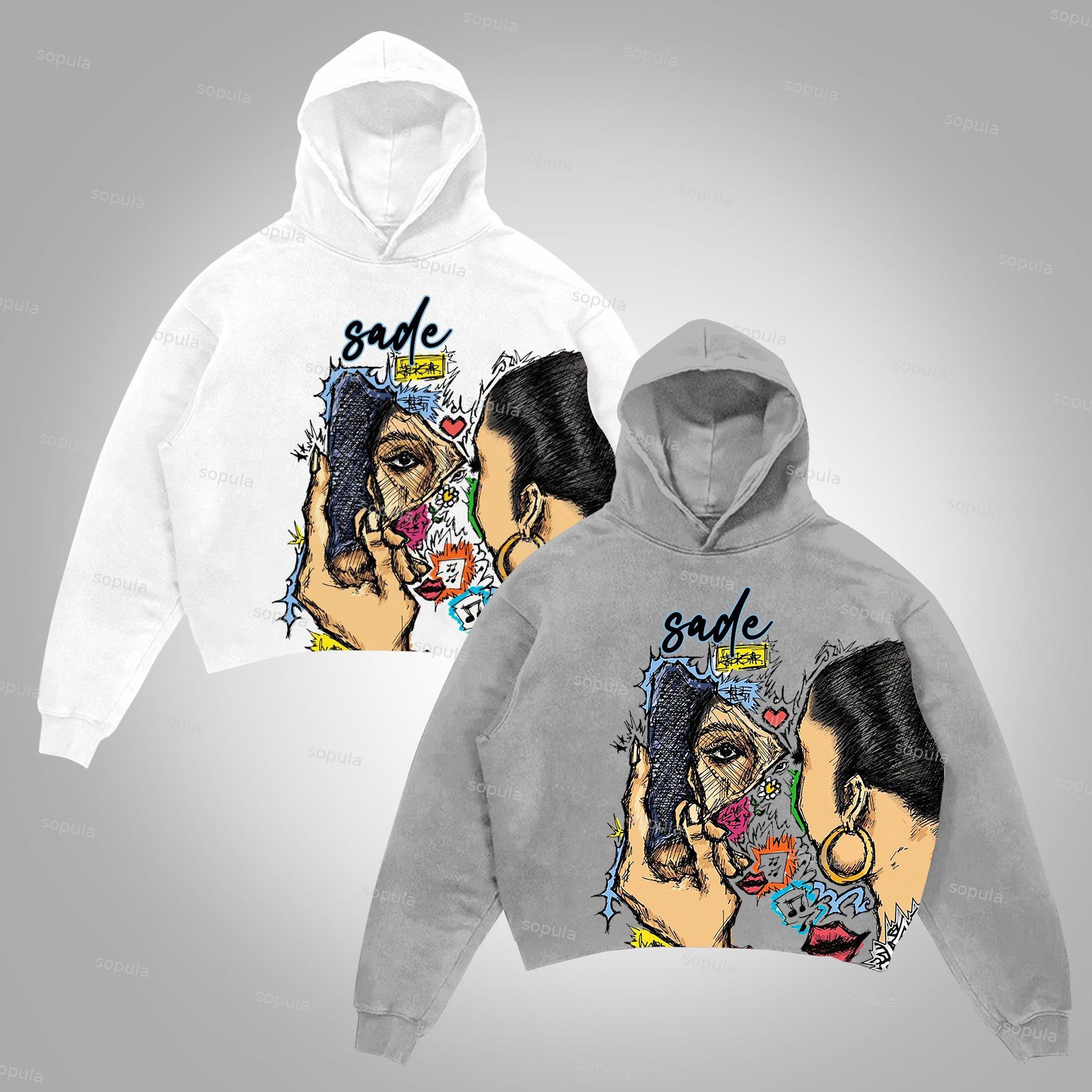 Sopula Vintage Sade Adu Graphic Print Pocketless Hoodie Product Image