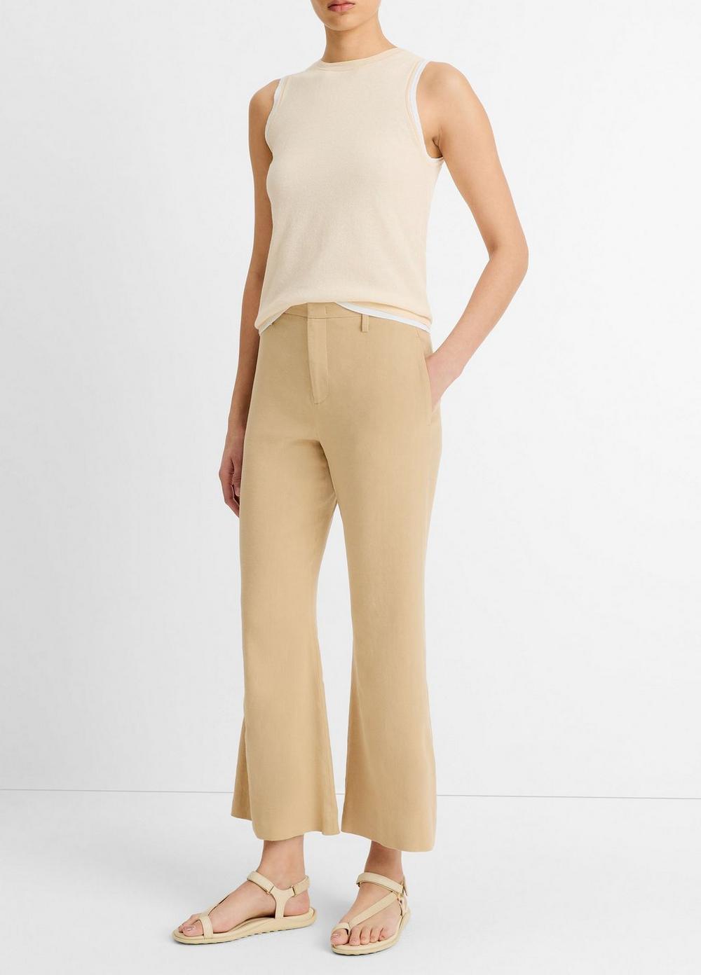 Linen-Blend Crop Flare Trouser Product Image