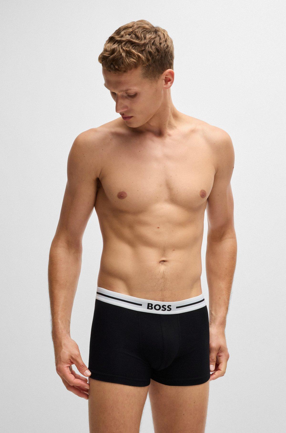 Three-pack of stretch-cotton trunks with logo waistbands Product Image