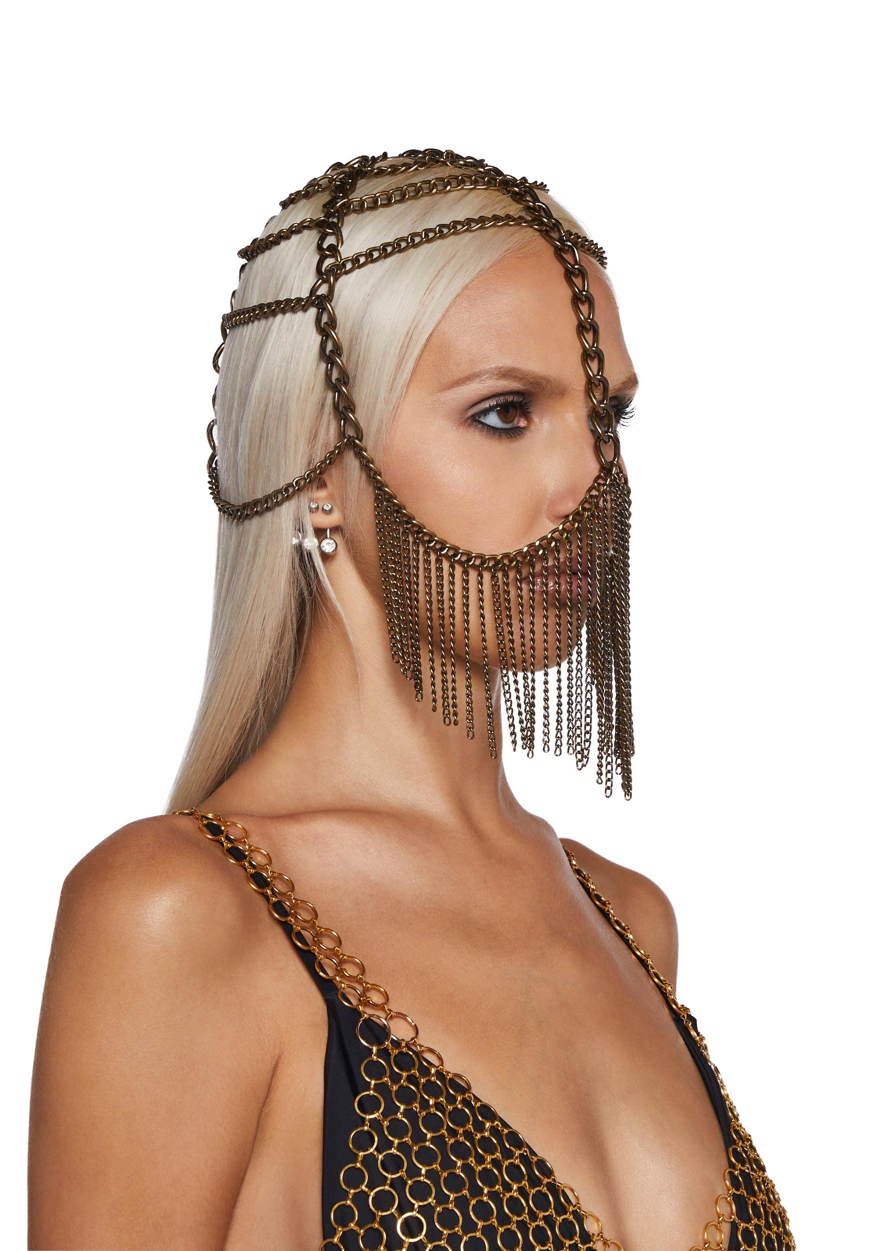 Womens Head Chainlink Fringe Jewelry Darker Wavs - Silver Product Image