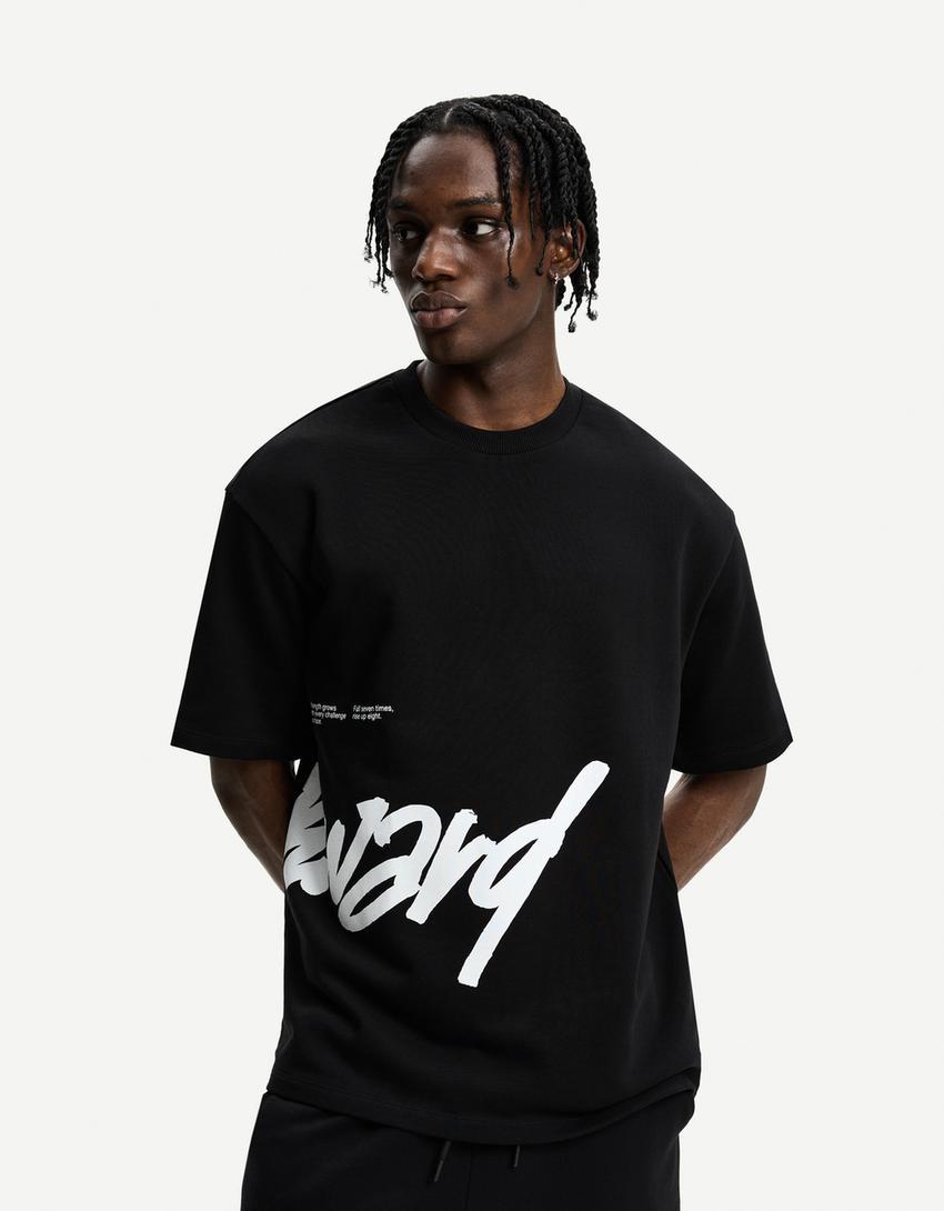 Printed short sleeve plush T-shirt Product Image