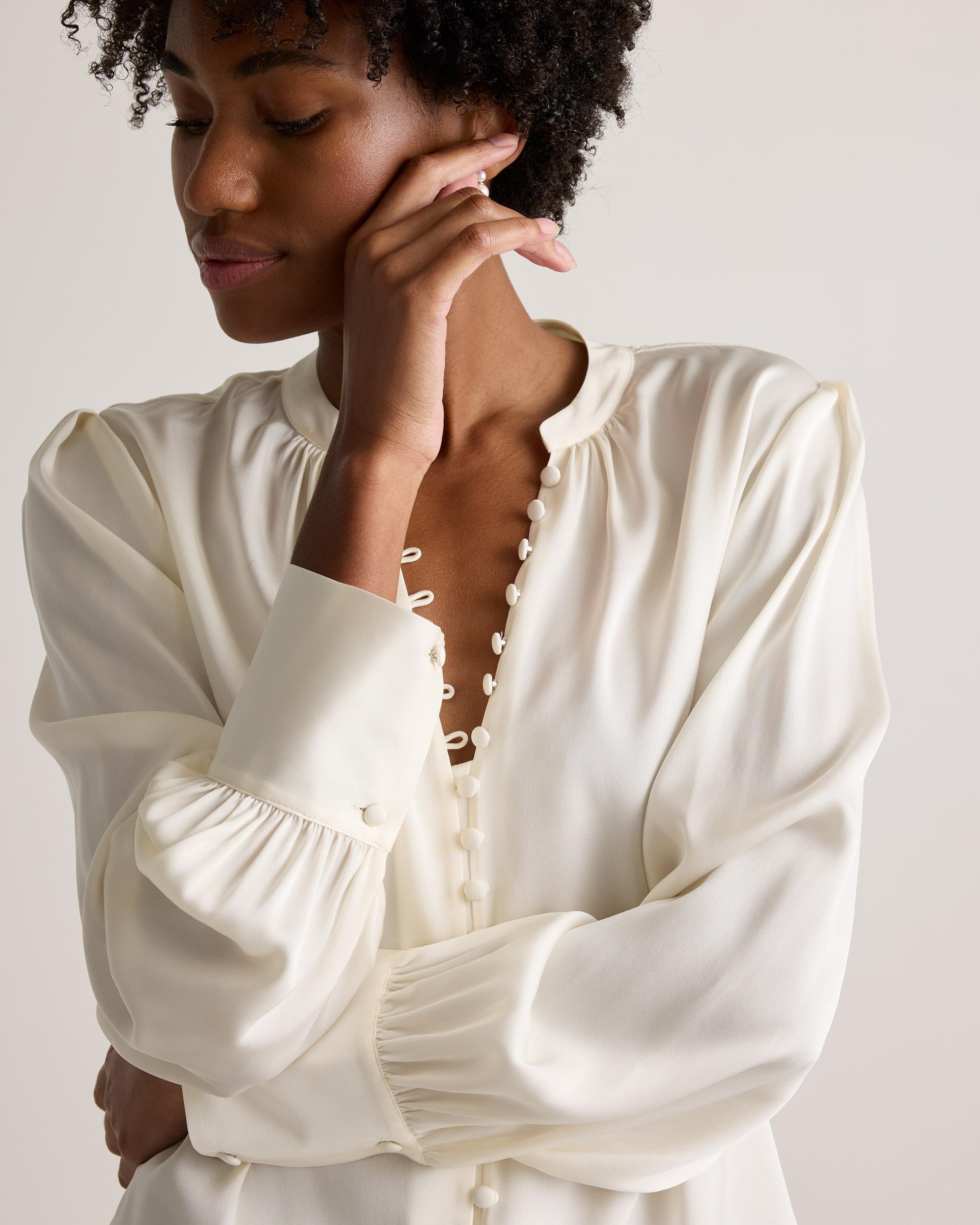 Quince | Women's Washable Stretch Silk Peasant Blouse Product Image