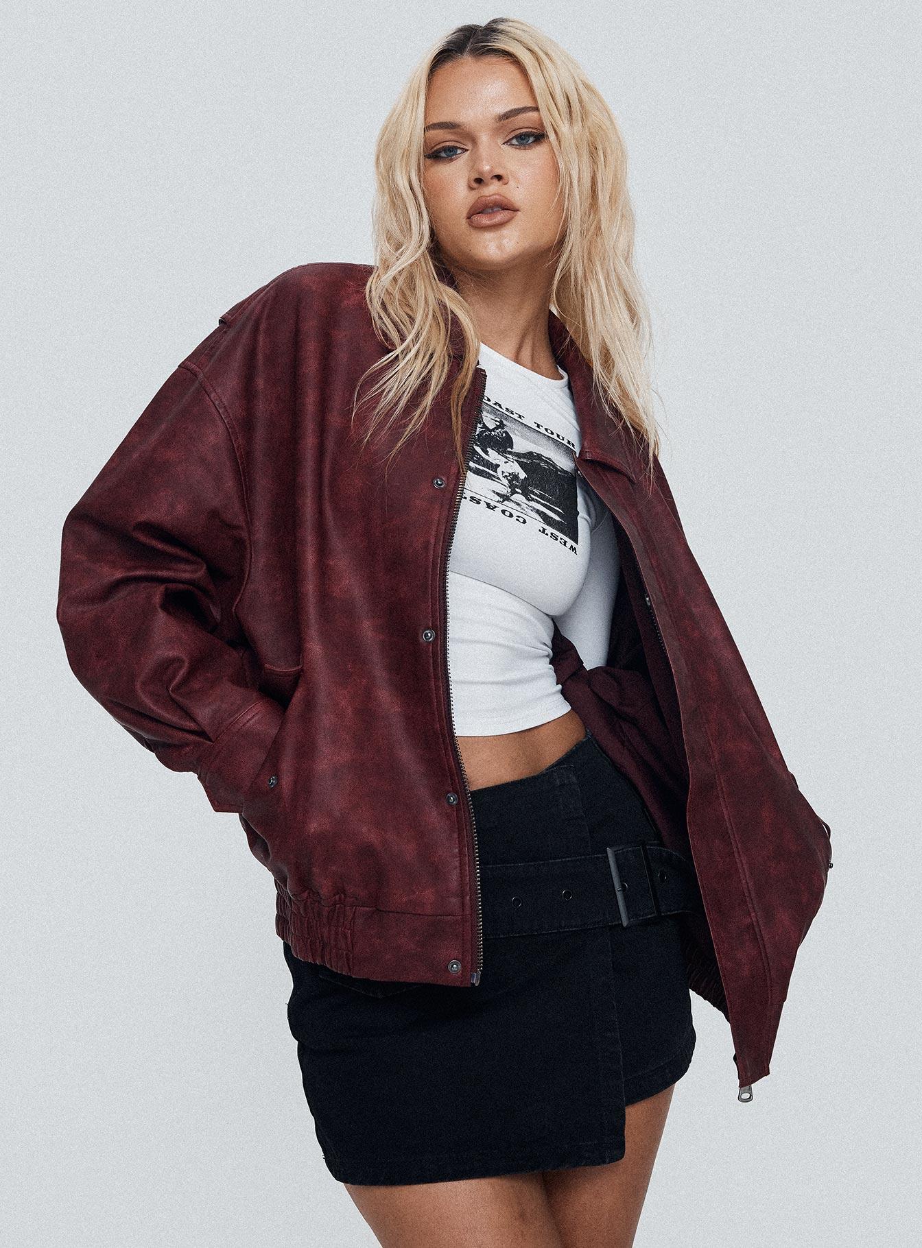 Kenny Bomber Jacket Burgundy Product Image