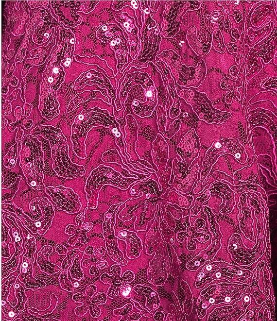 Honey and Rosie Square Neck Double Layer Skirt Ruffle Detail Sequin Embroidery Lace Mesh Dress Product Image