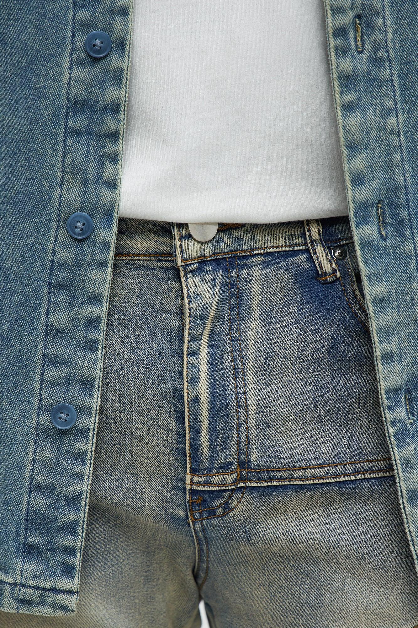 Stacked Skinny Flare Come Find Me Cargo Jeans - Light Blue Wash Male Product Image