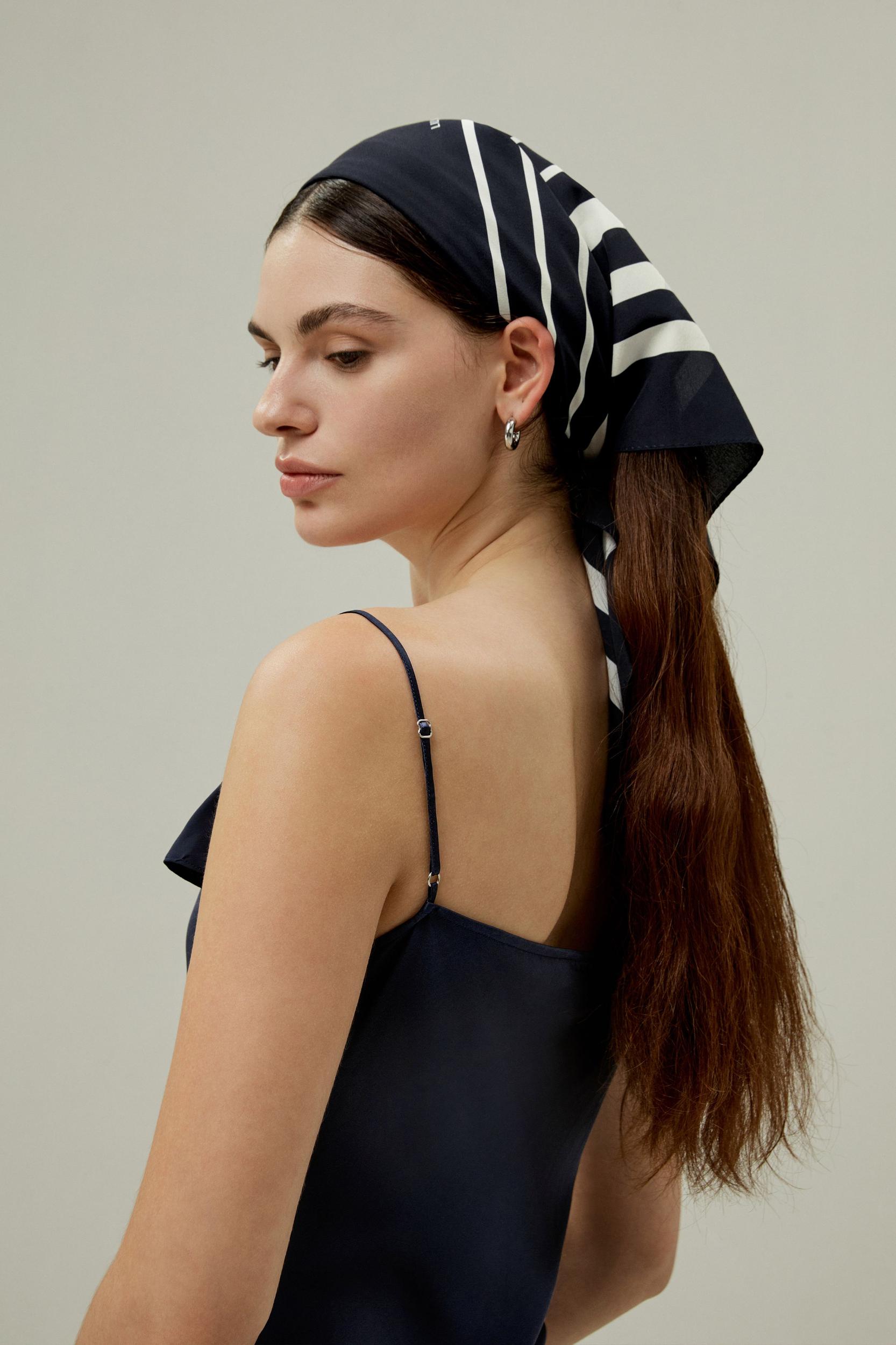 Geometric Print Silk Scarf Product Image