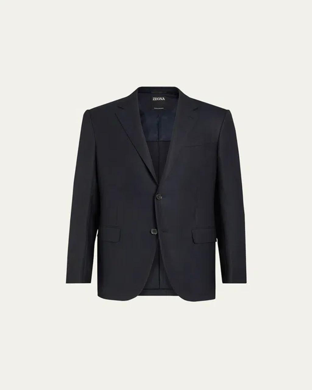Mens Solid Trofeo Wool Regular-Fit Blazer Jacket Product Image