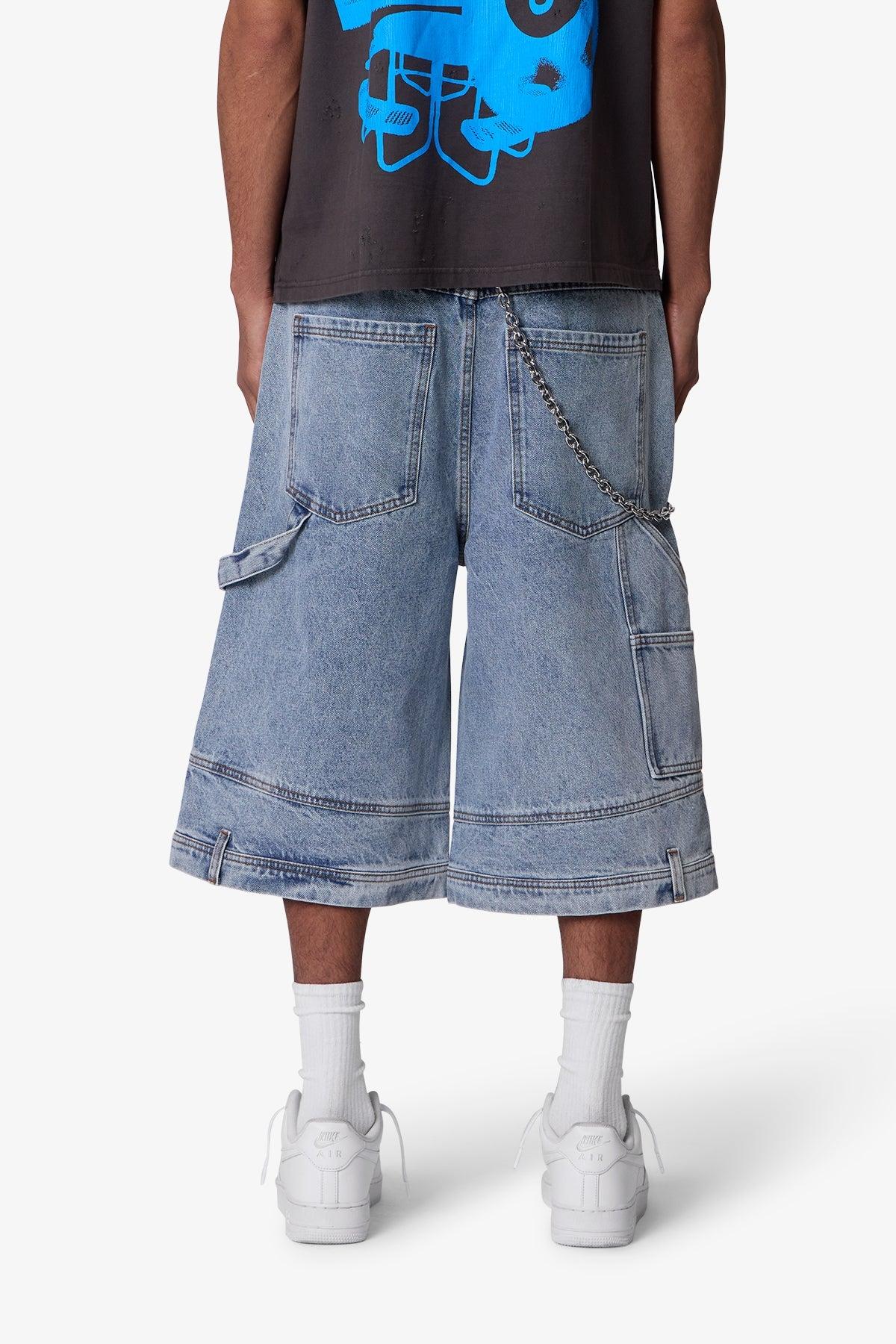 Ultra Baggy Reconstructed Denim Shorts - Blue Product Image