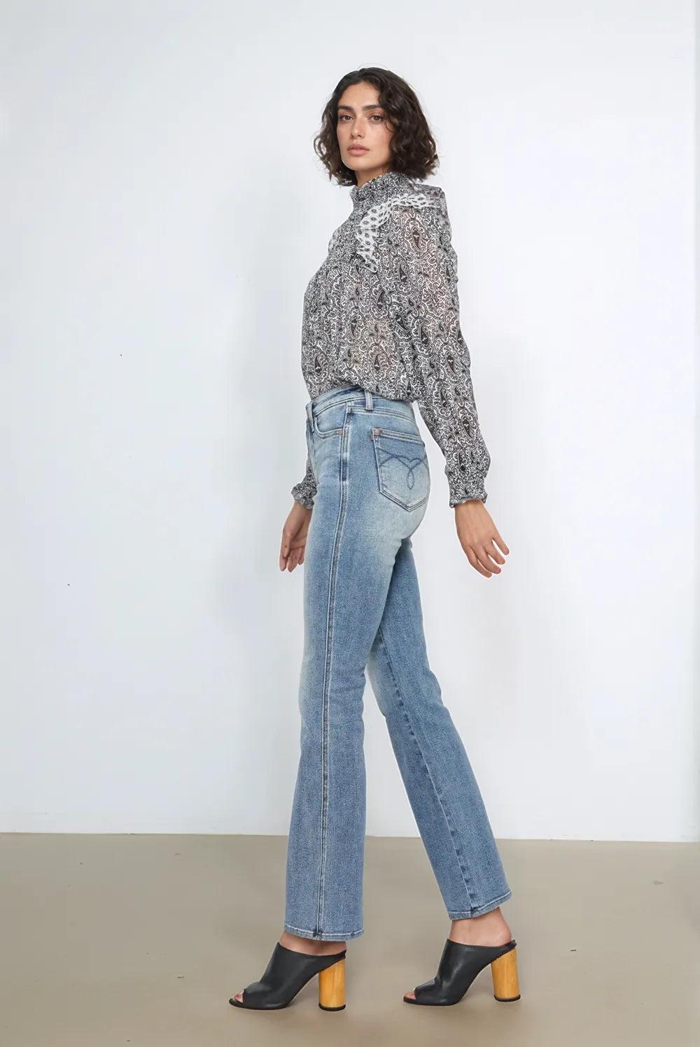 88783    Maritza Tummy Control Back Embroidered Pocket Bootcut Judy Blue Jeans Product Image