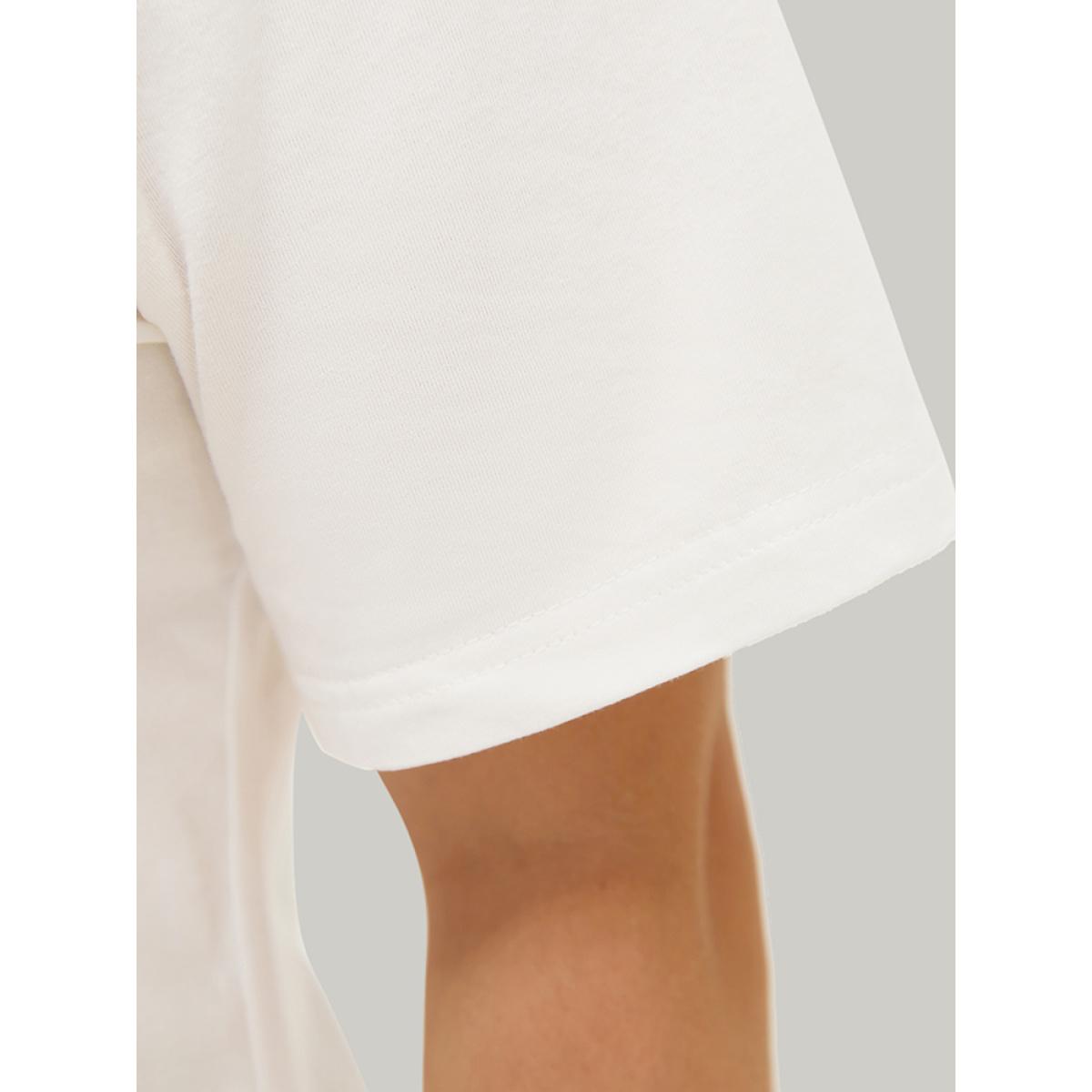 Plus Size Coconut Tree & Letter Print Drop Shoulder T-shirt White Women Casual Tropical Dailywear T-shirts BloomChic 28/5X Product Image