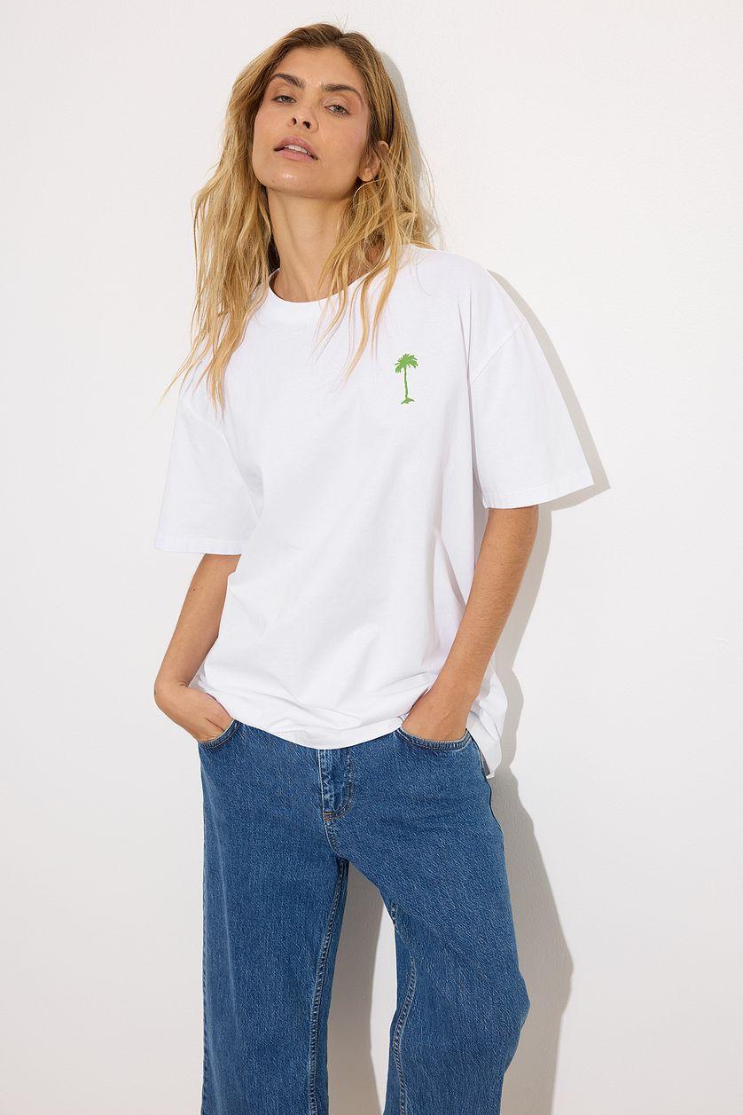 Printed Round Neck Oversized Tee Product Image
