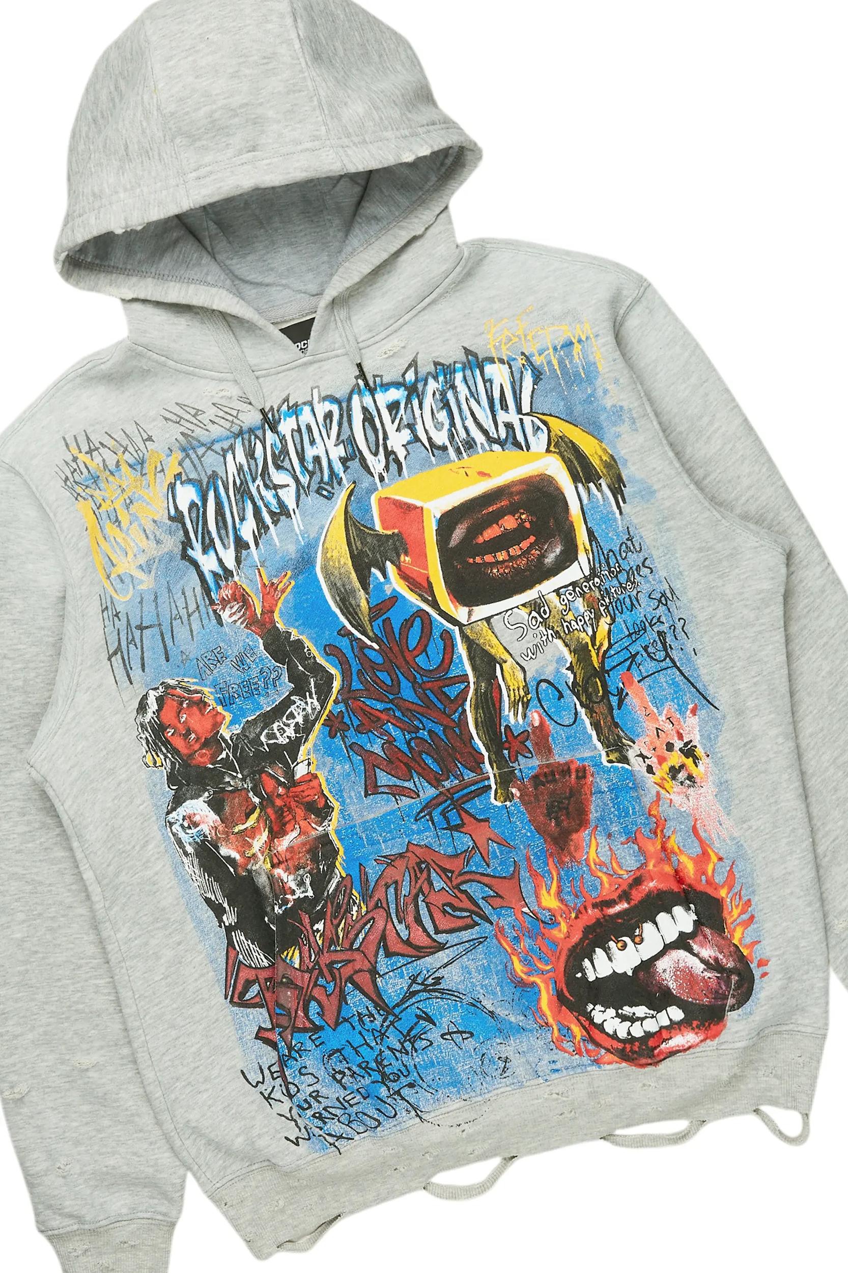 Yooz Grey/Blue Hoodie/Baggy Fit Jean Bundle Male Product Image