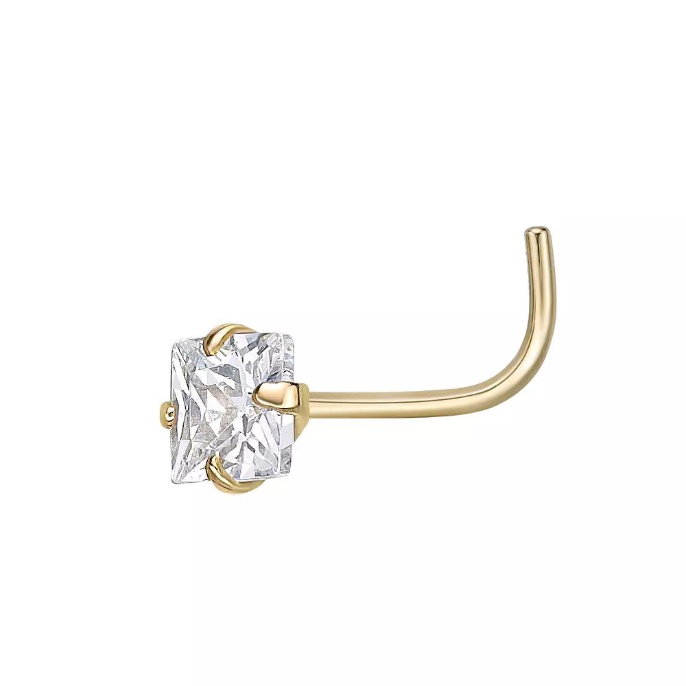 Lila Moon 14k Gold Cubic Zirconia Curved Nose Ring Stud, Women's Product Image