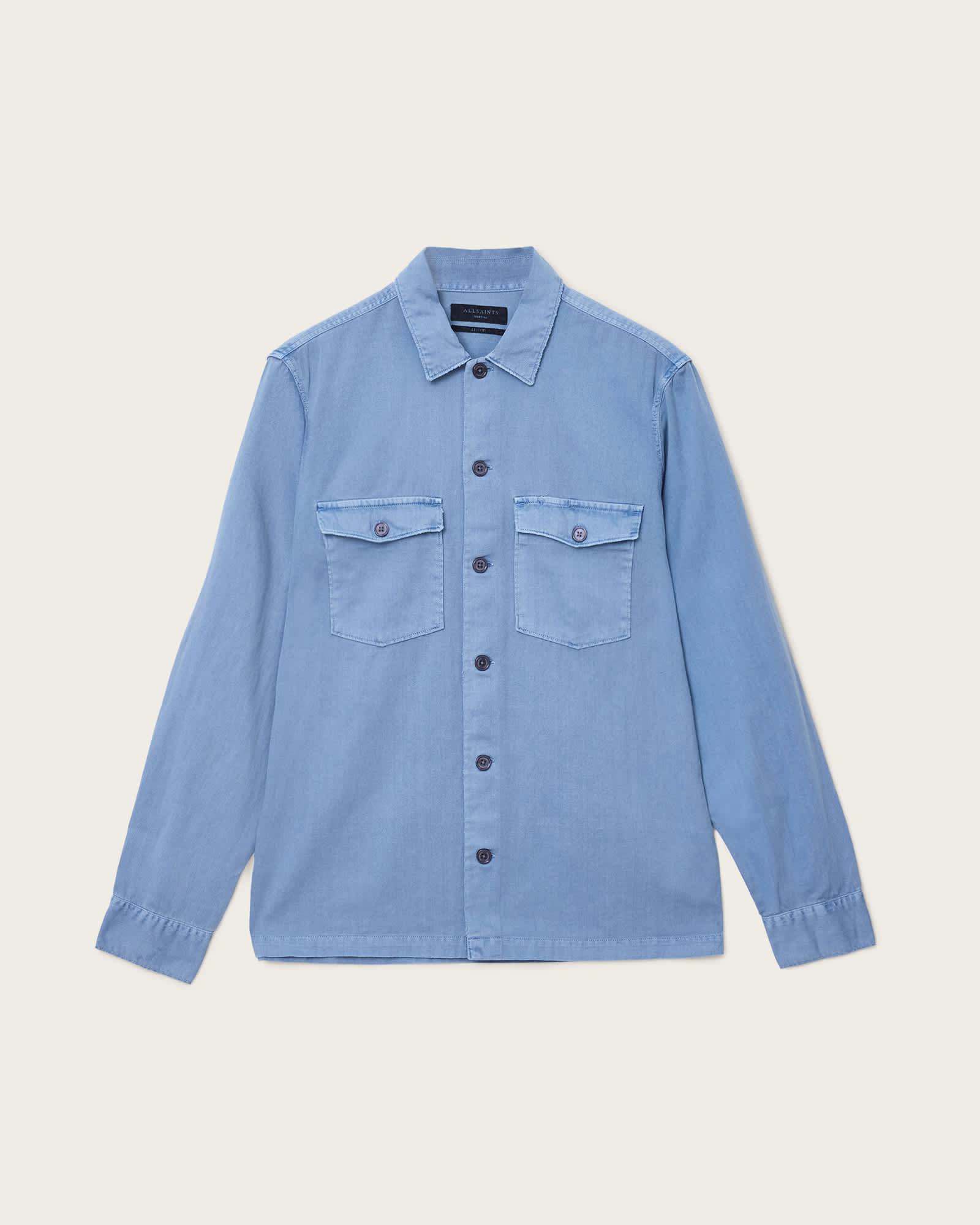 Spotter Long Sleeve Military Overshirt STATIC BLUE | ALLSAINTS US Product Image