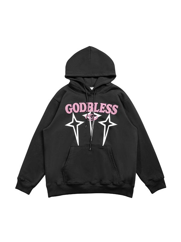 Men's Contrast Color Print Kangaroo Pocket Oversized Hoodie Product Image