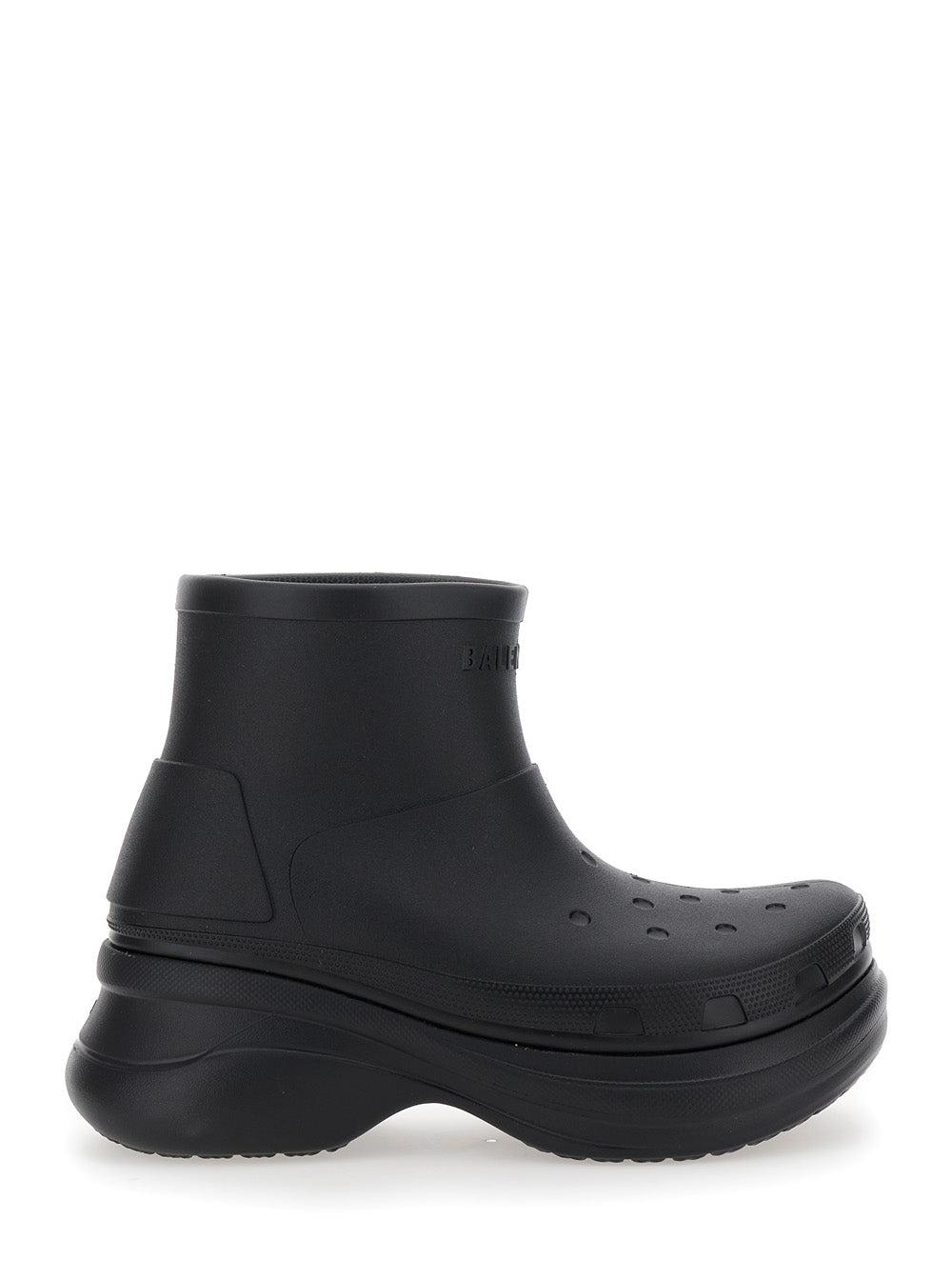 BALENCIAGA Black Crocs Edition Rubber Boots In 1000 Product Image