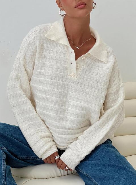 Autumnal Collared Sweater Cream Product Image