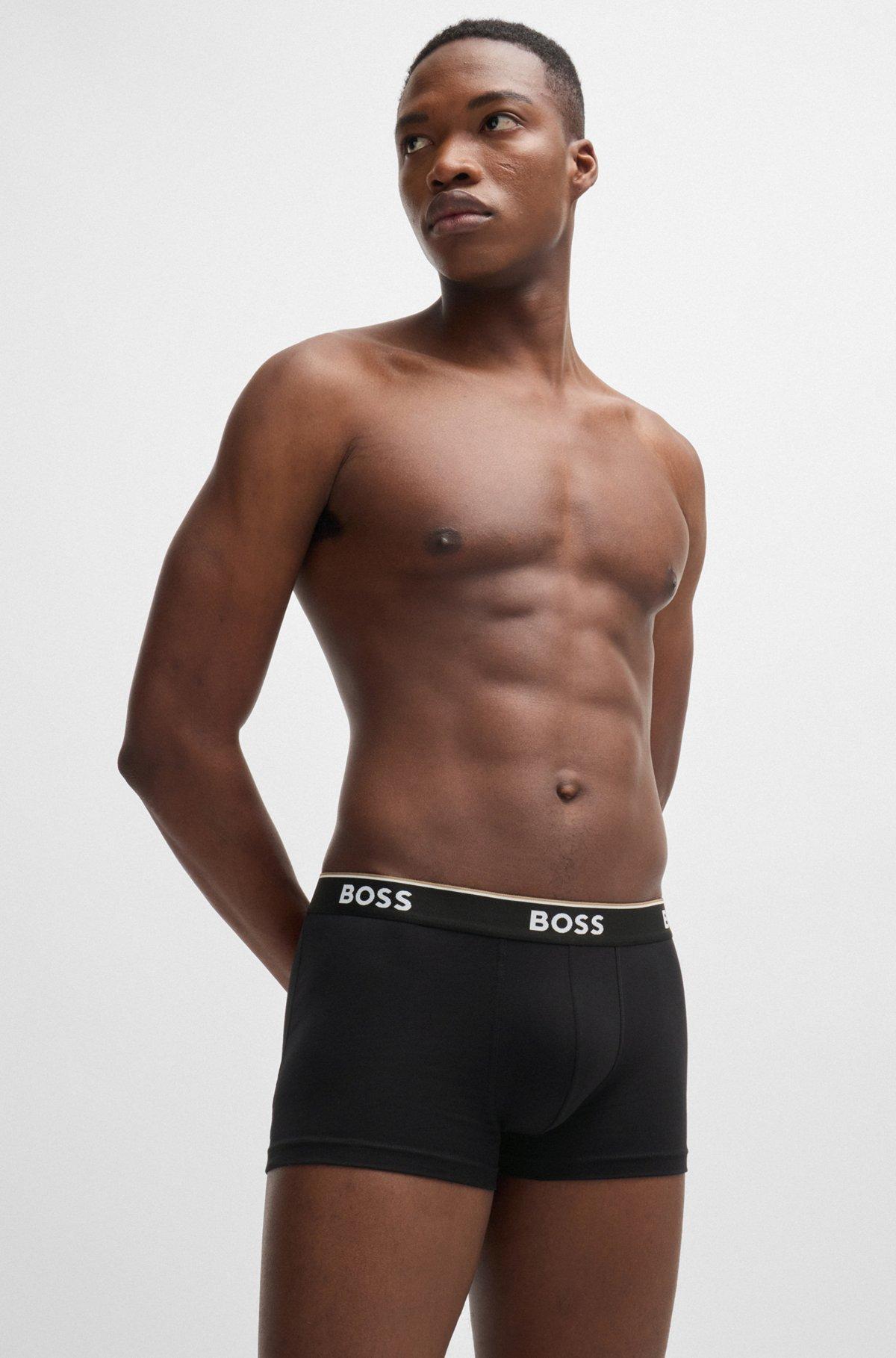 Three-pack of stretch-cotton trunks with logo waistbands Product Image
