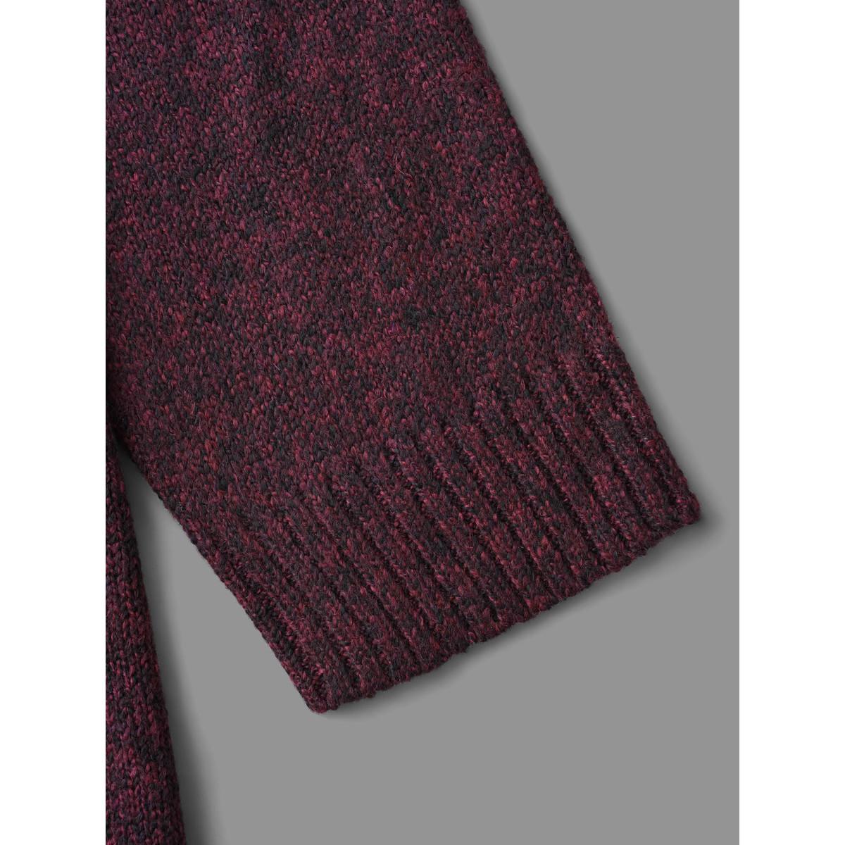 Plus Size Solid Patch Pocket Long Knit Cardigan Deepred Women Casual Loose Long Sleeve Everyday Cardigans BloomChic 28/5X Product Image