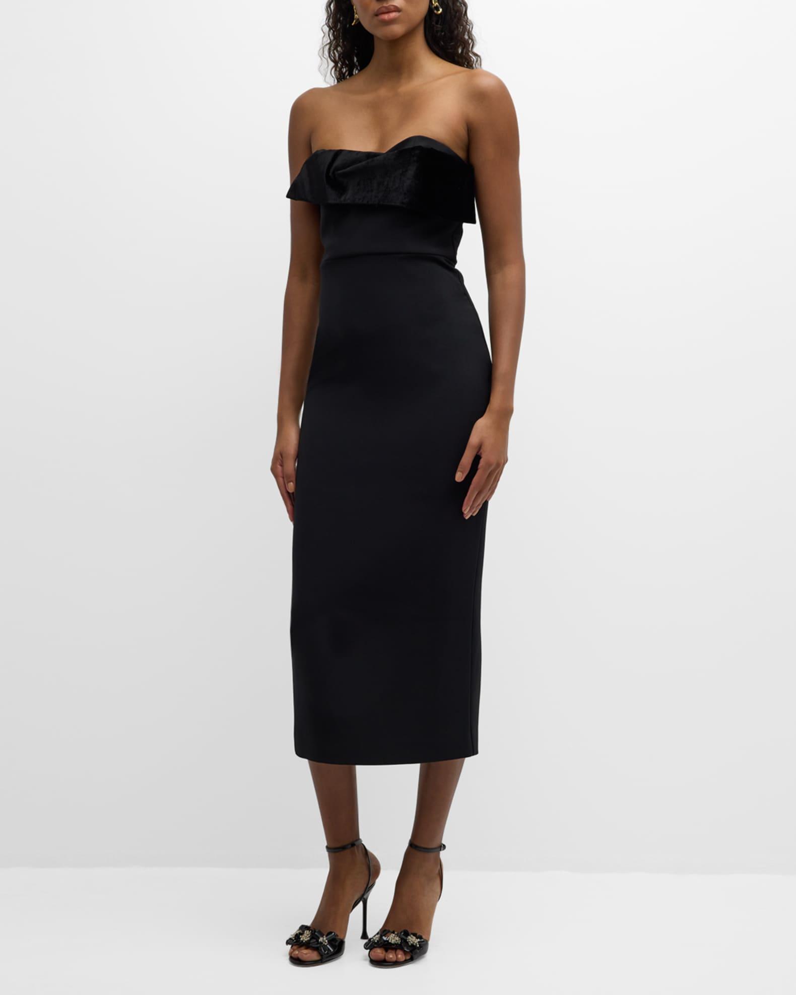 Strapless Crepe Midi Dress Product Image