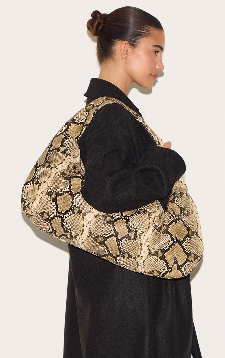 Snake Print Oversized PU Tote Product Image