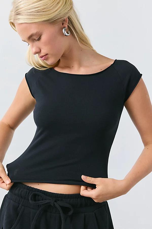 Out From Under Cotton Compression Boatneck Cropped Tee Top Womens at Urban Outfitters Product Image