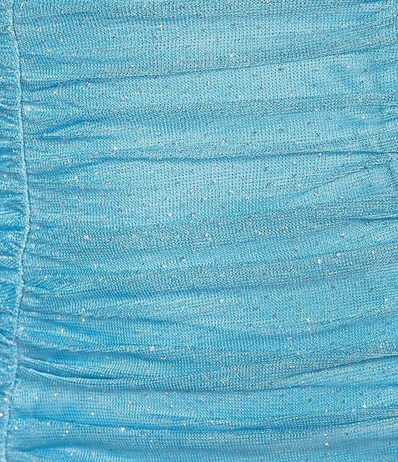 B. Darlin Short Puff Sleeve Sweetheart Neckline Allover Shirring Bodycon Dress Product Image