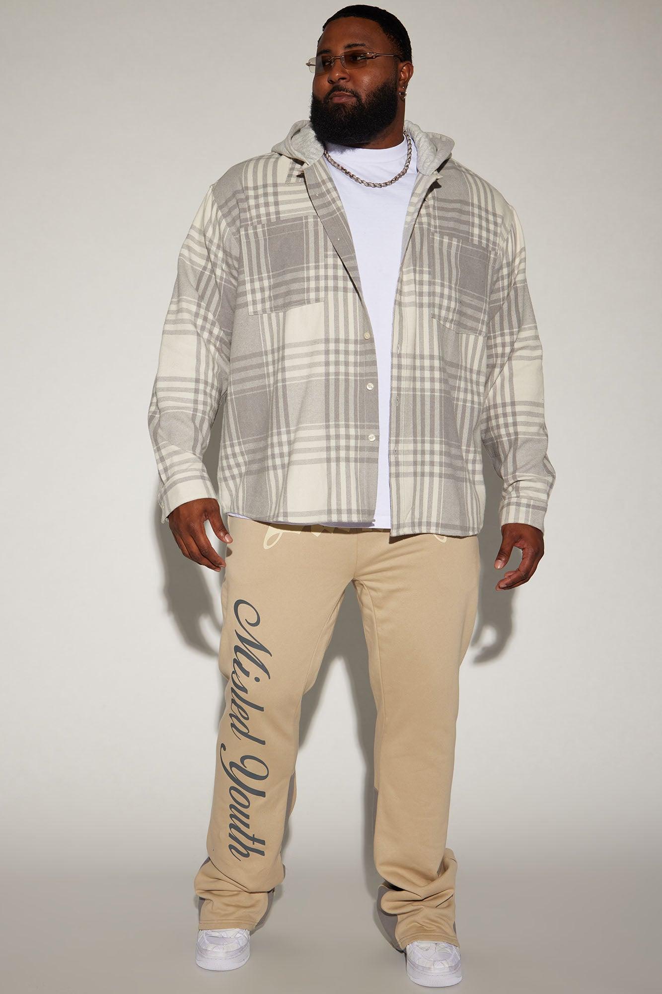 Time Gon Tell Hooded Oversized Shacket - Grey/combo Product Image