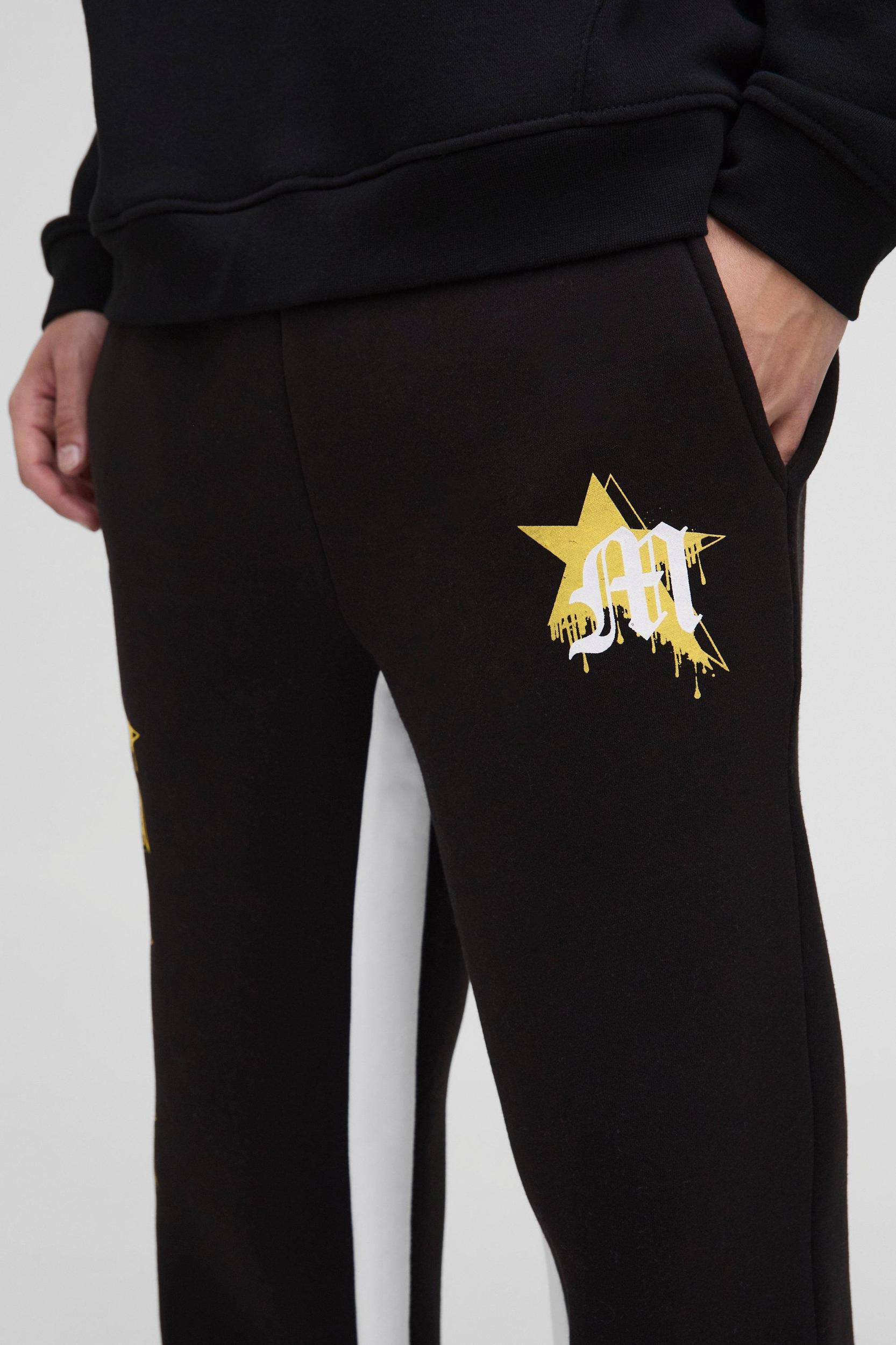 Relaxed Fit Flare Star Gusset Sweatpants | boohooMAN USA Product Image