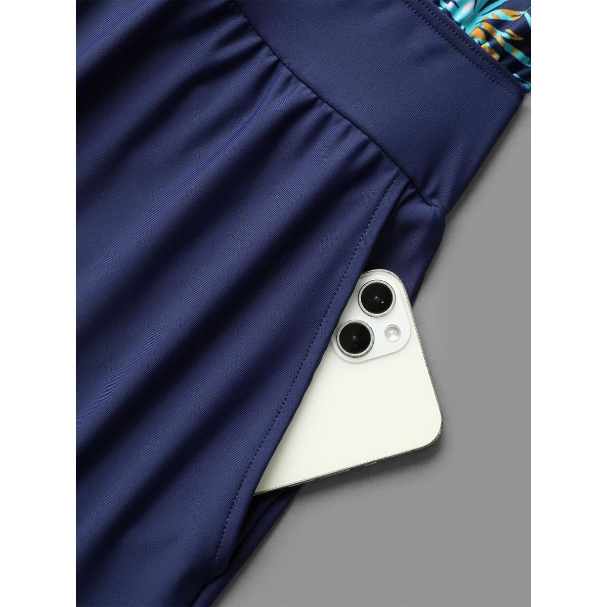 Plus Size Neck Cut-Out Tropical One-Piece Swimsuit Women's Swimwear Indigo Beach Gathered Curve Bathing Suits High stretch One Pieces BloomChic 22-24/3X Product Image