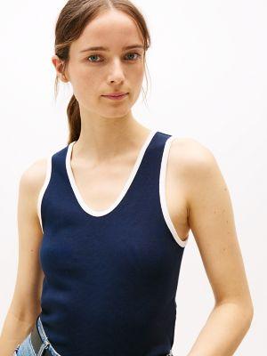 Ribbed Stretch-Cotton V-Neck Tank Product Image