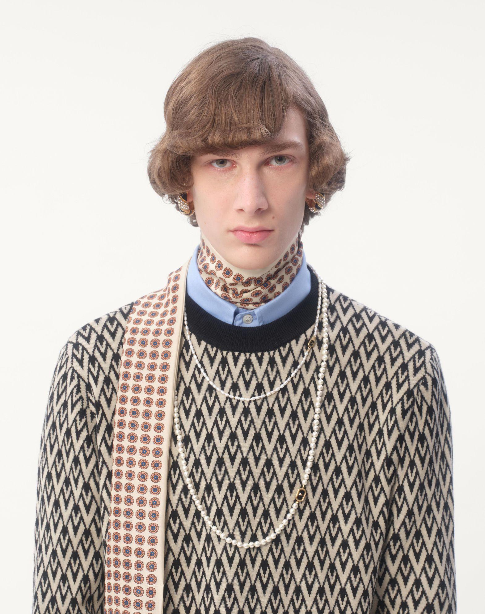Crewneck Wool Sweater With Toute La V Jacquard Pattern Product Image