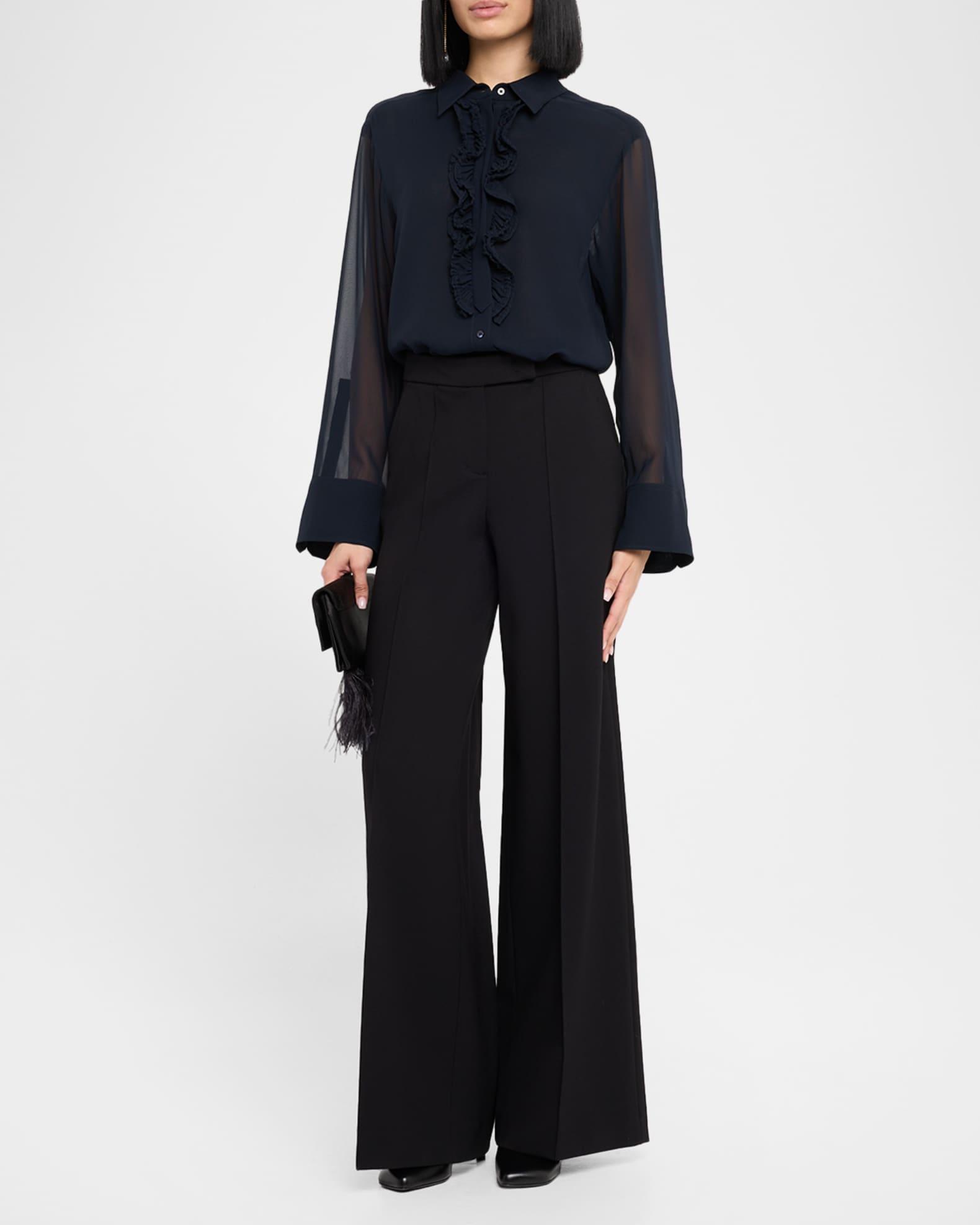 Sheer Dreams Ruffle-Trim Silk Georgette Blouse Product Image