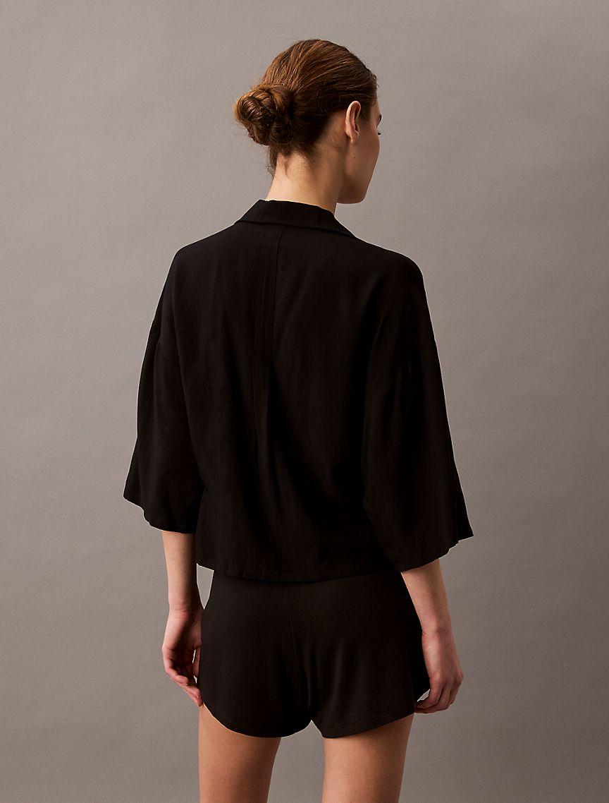 Woven Viscose Button-Down Short Sleeve Shirt Product Image