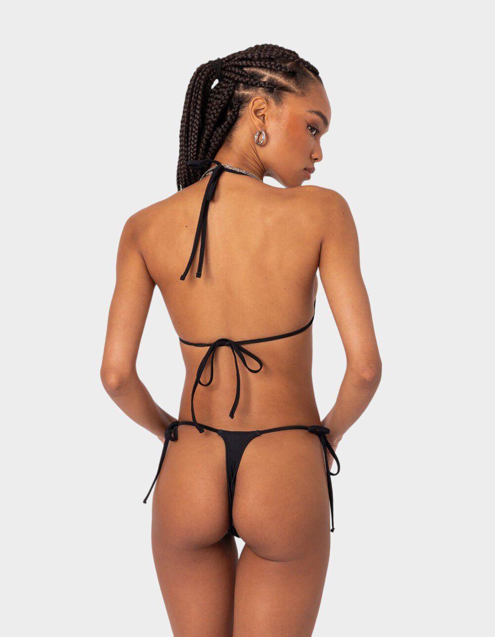 EDIKTED Elora Micro String Bikini Bottom - BLACK Product Image