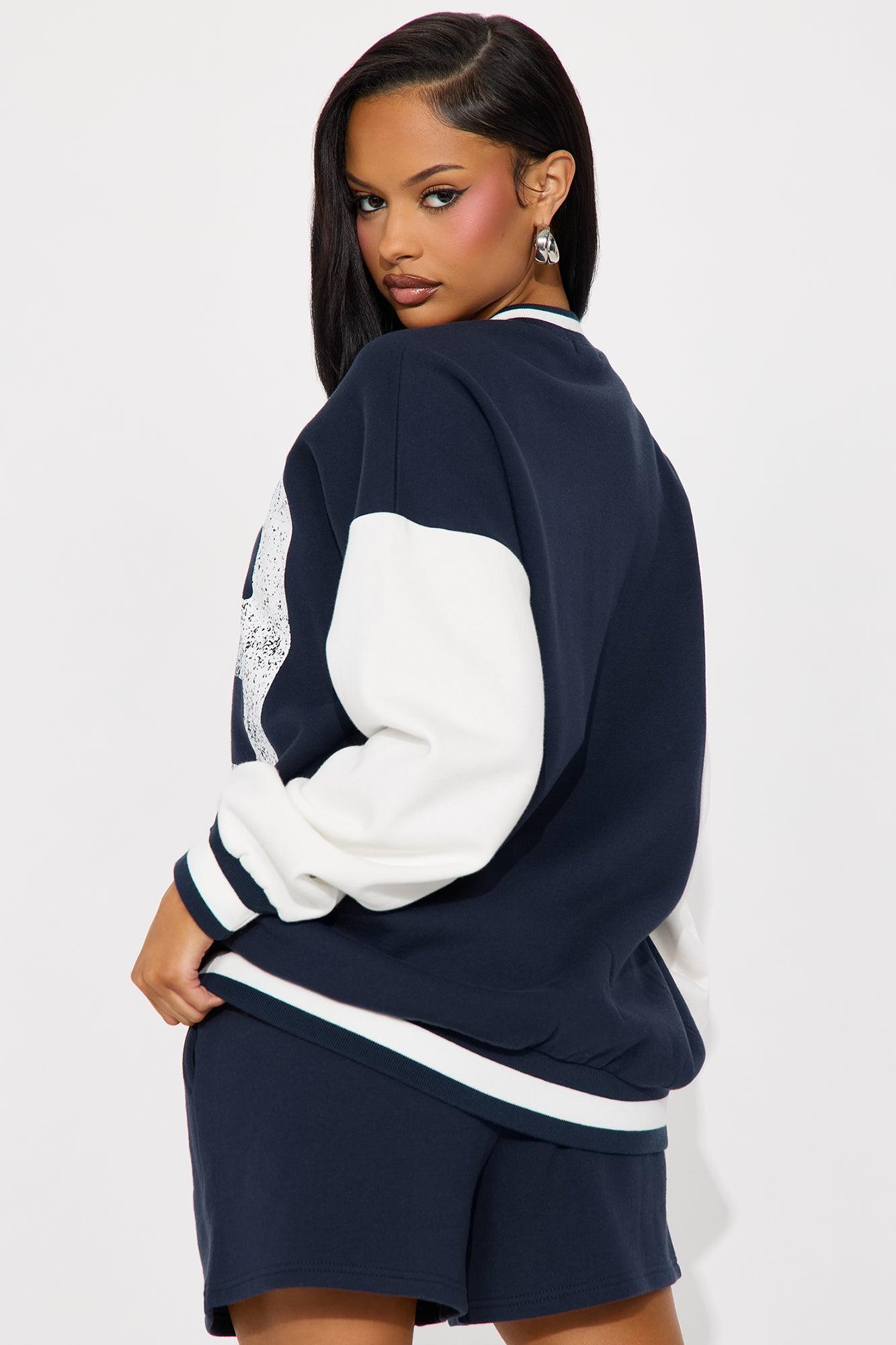 93 Fleece Bomber Short Set - Navy/combo Product Image