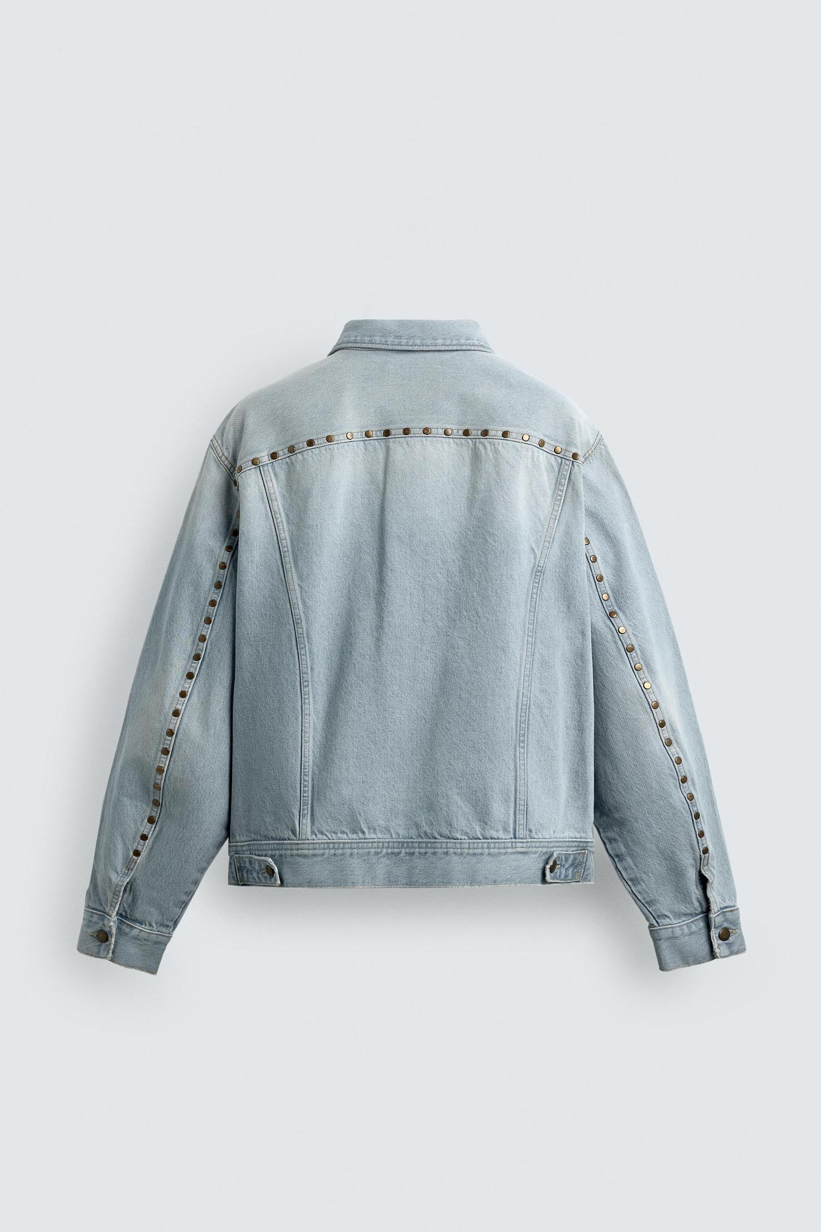RELAXED FIT DENIM JACKET WITH METAL STUDS Product Image