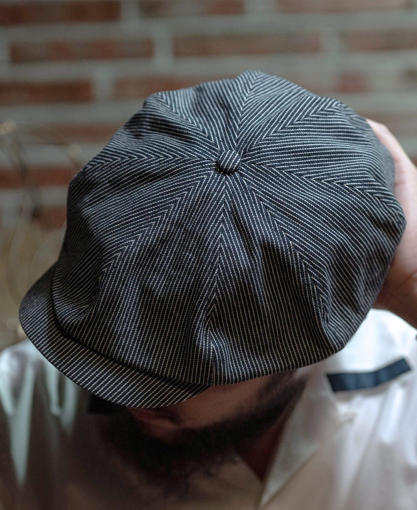 Striped Denim Newsboy Cap Product Image