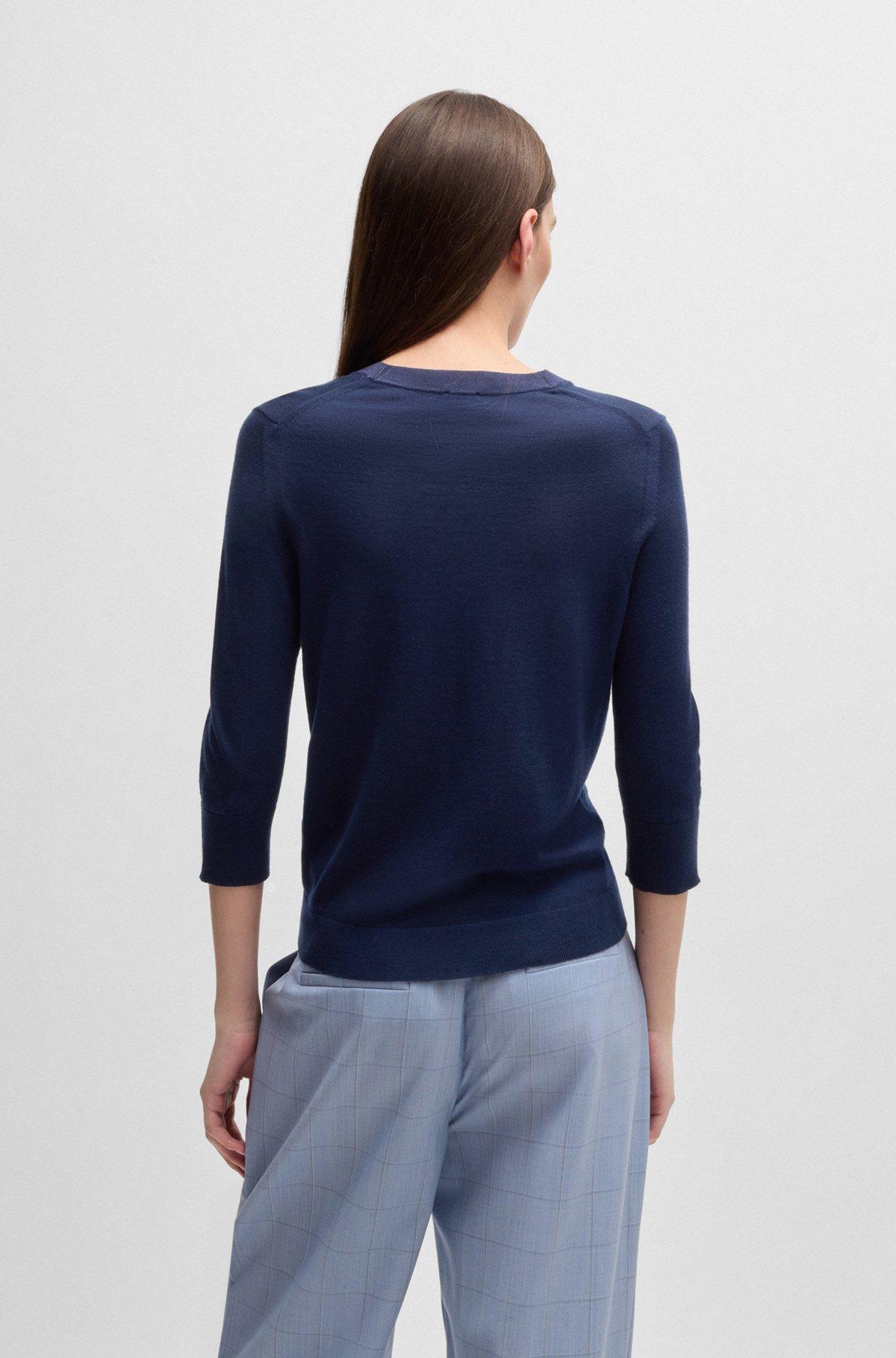 Henley-neck sweater in Merino wool Product Image