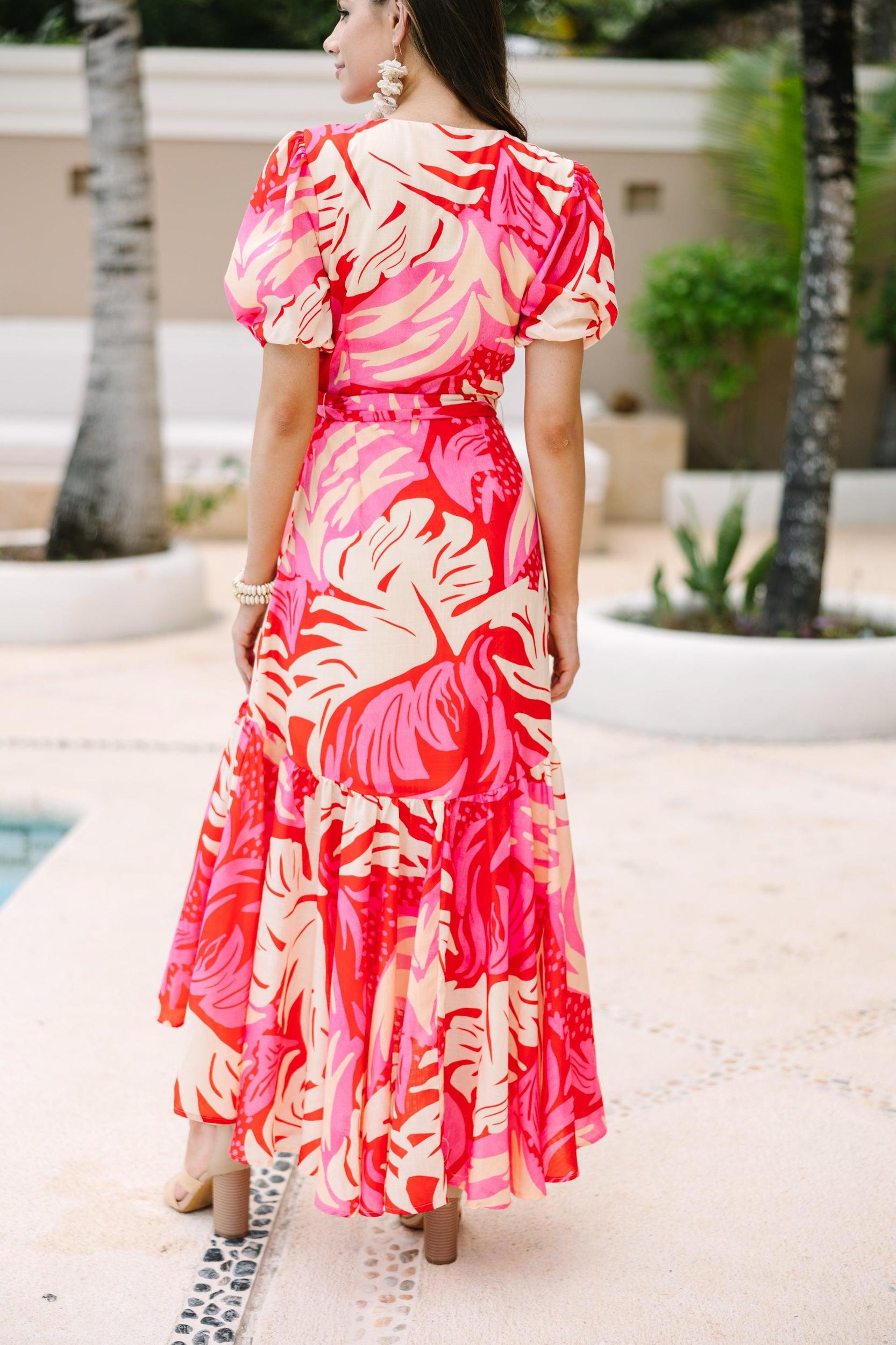 In Your Sights Red Abstract Midi Dress Female Product Image